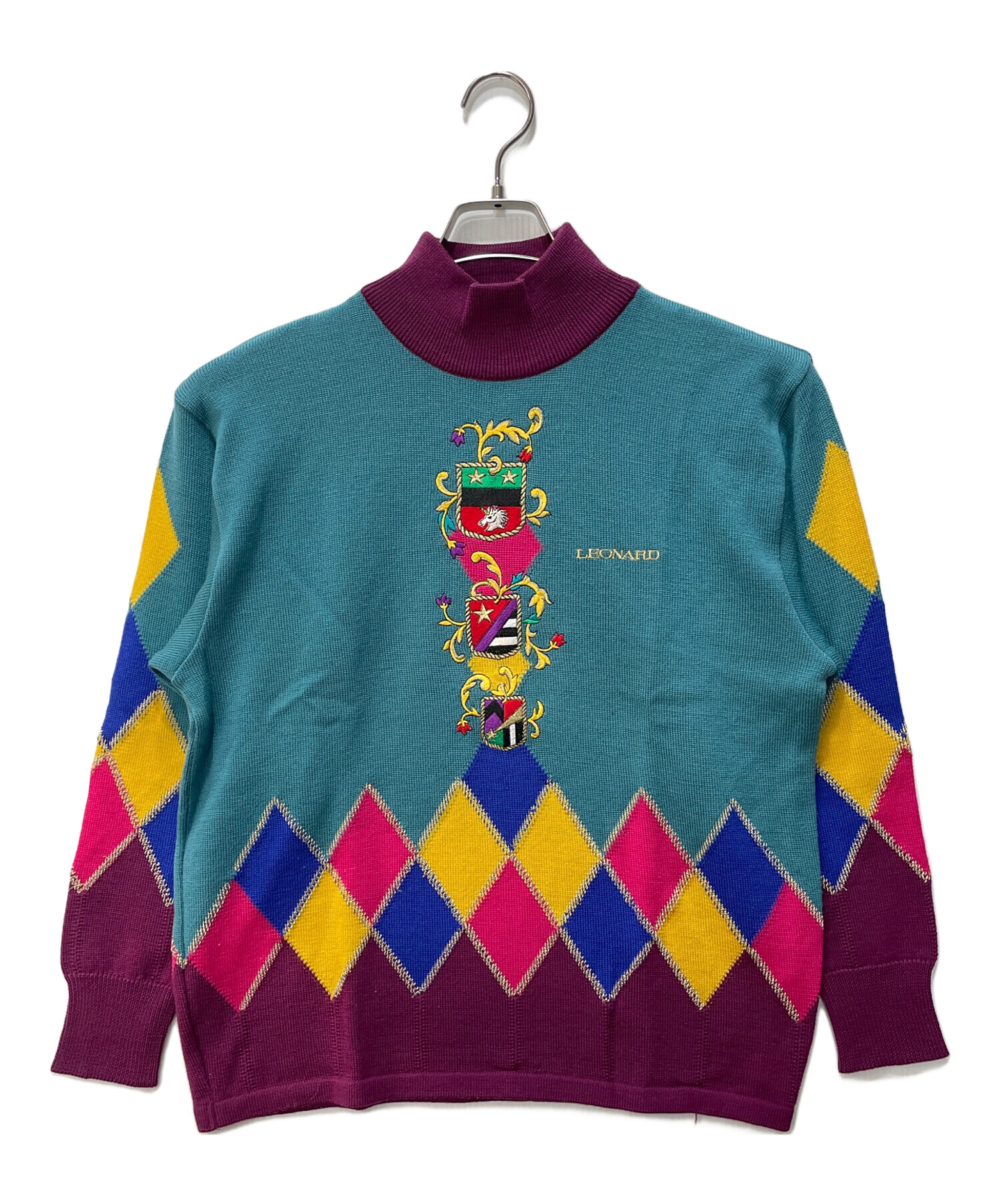 レオナールスポーツ LEONARD SPORT ブルーニット ロゴ レディースニット