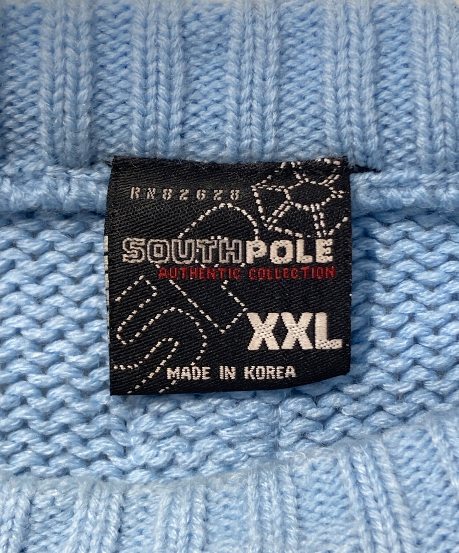 中古・古着通販】SOUTHPOLE (サウスポール) XXLボーダーニット スカイ 