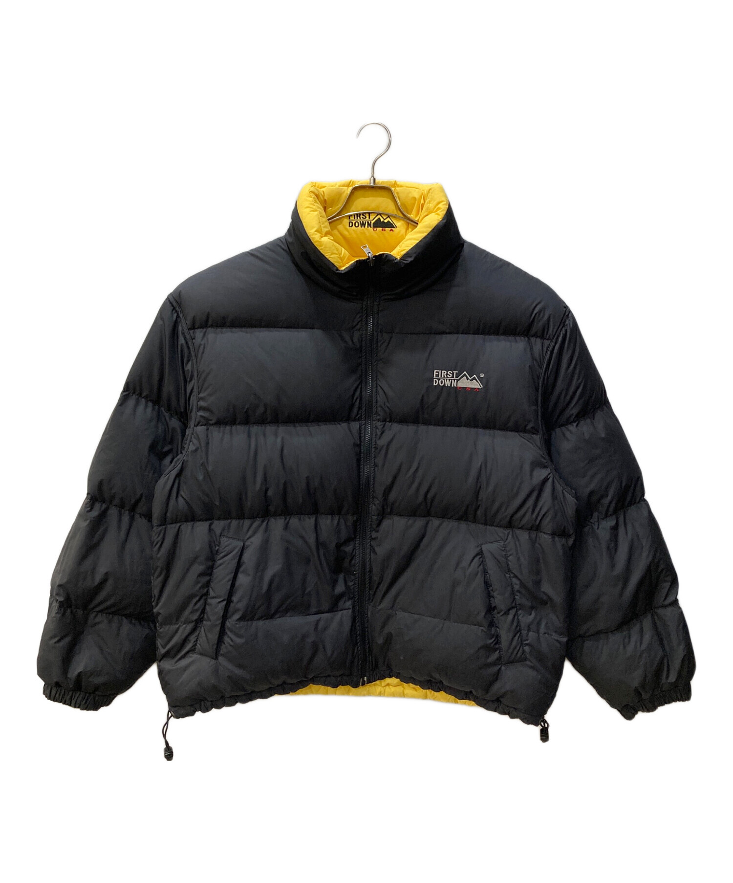 FIRST DOWN リバーシブル ダウンジャケット L ブラック/イエロー 中古・古着通販】FIRST DOWN (ファーストダウン) リバーシブルダウン