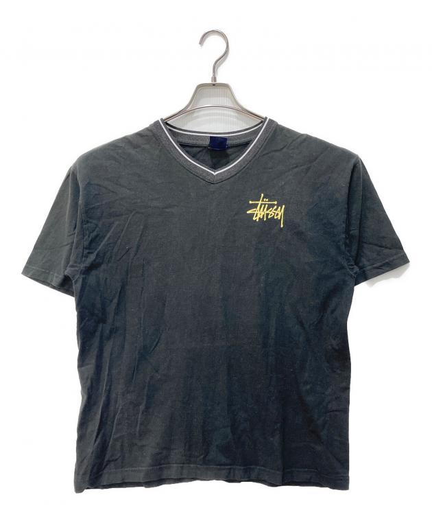 Stussy】V ネック メッシュジャージ半袖 T シャツ ブラック M Stussy