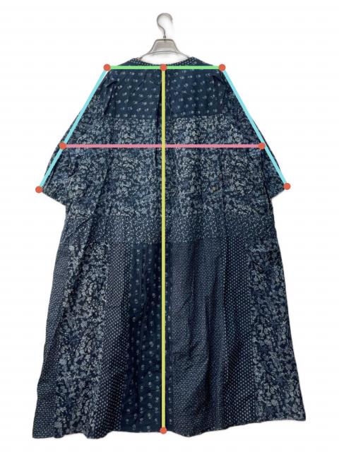 45R タペットの小花パッチワークドレス(インディゴ) 中古・古着通販
