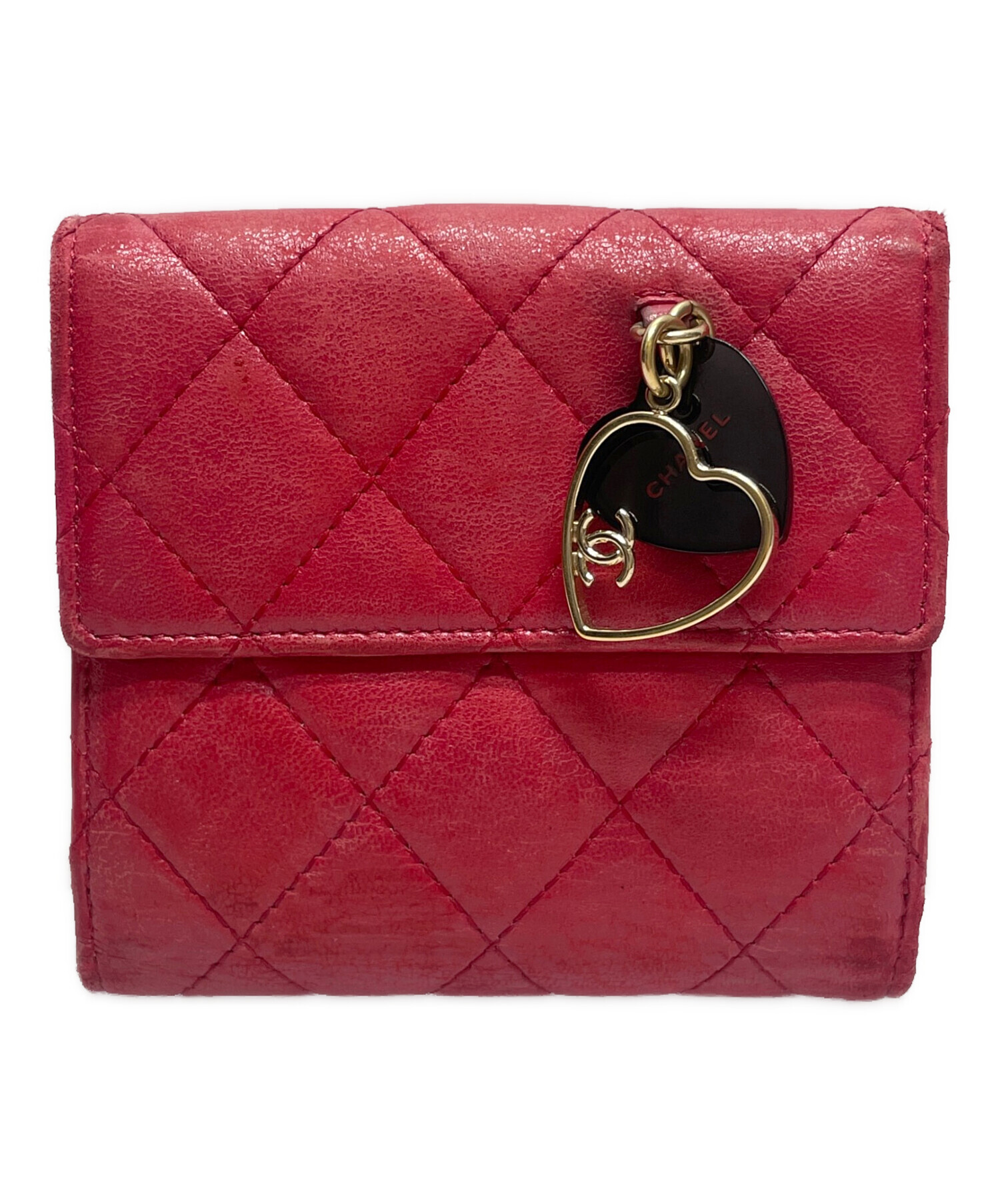 中古・古着通販】CHANEL (シャネル) マトラッセ3つ折り財布 レッド 