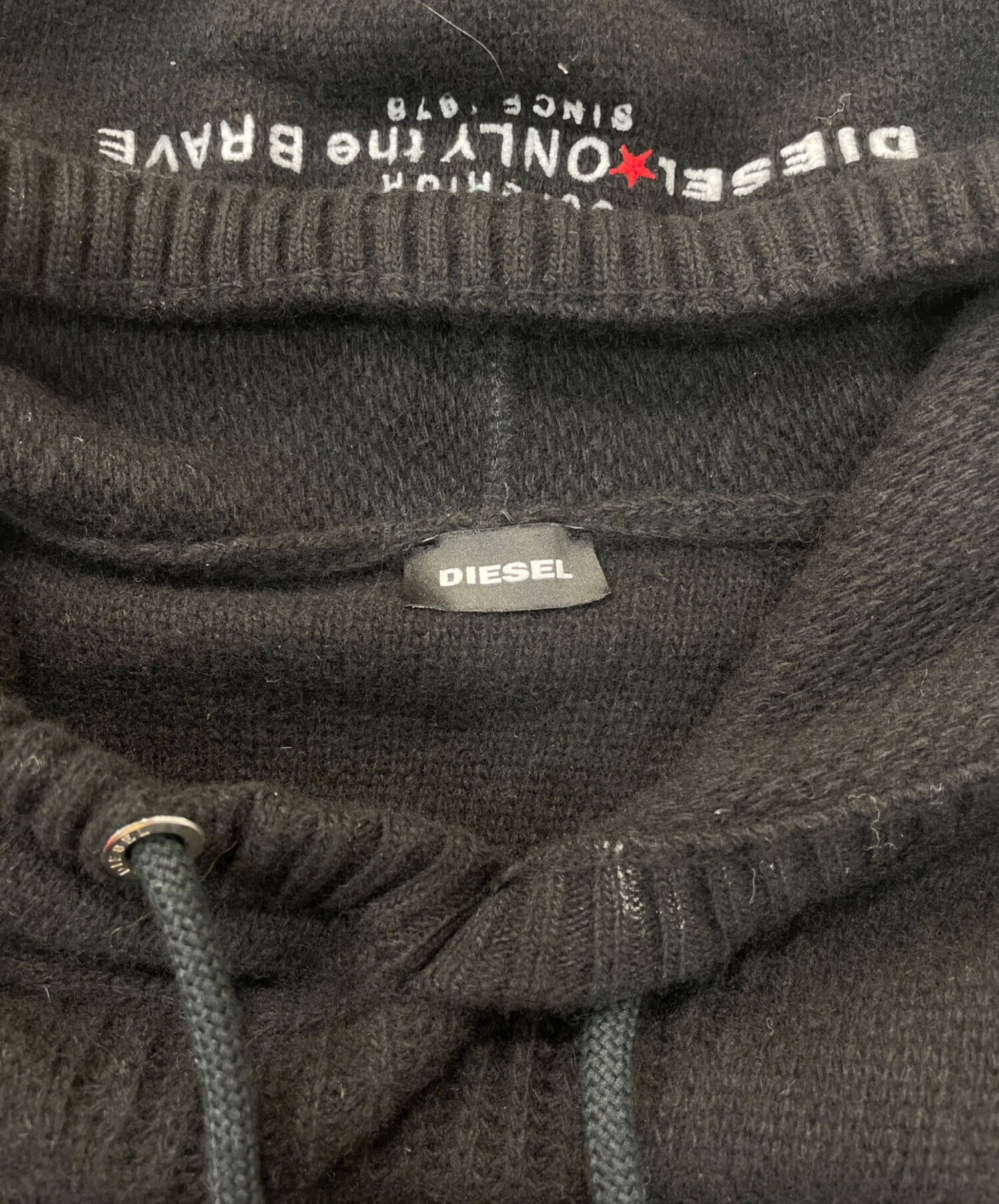 中古・古着通販】DIESEL (ディーゼル) ニットパーカー ブラック サイズ 