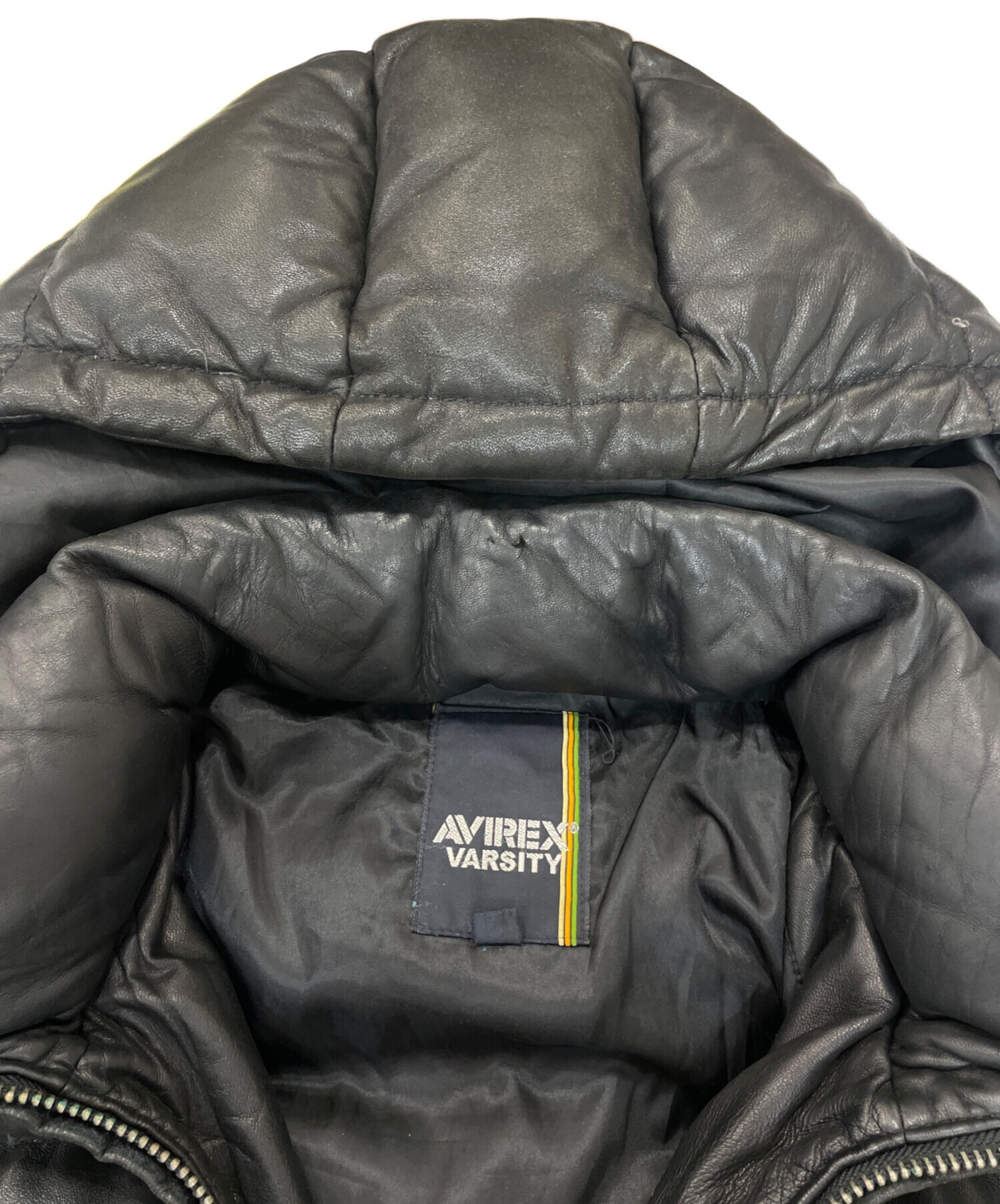 中古・古着通販】AVIREX (アヴィレックス) ラムレザーフーデッドダウン