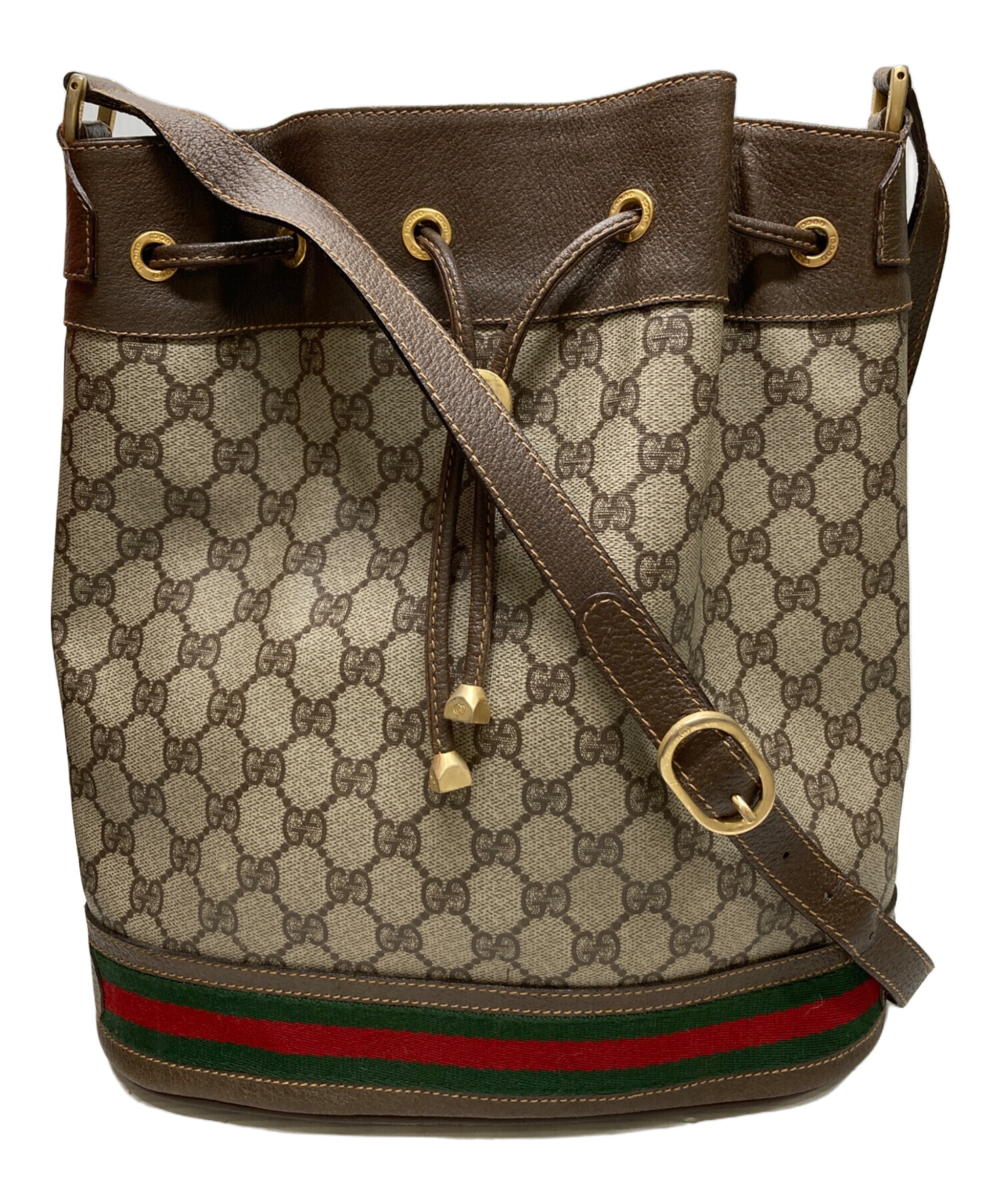 中古・古着通販】GUCCI (グッチ) 巾着ショルダーバッグ ベージュ 