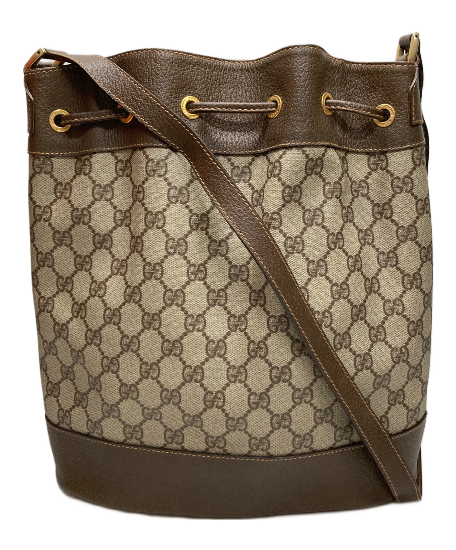 中古・古着通販】GUCCI (グッチ) 巾着ショルダーバッグ ベージュ 