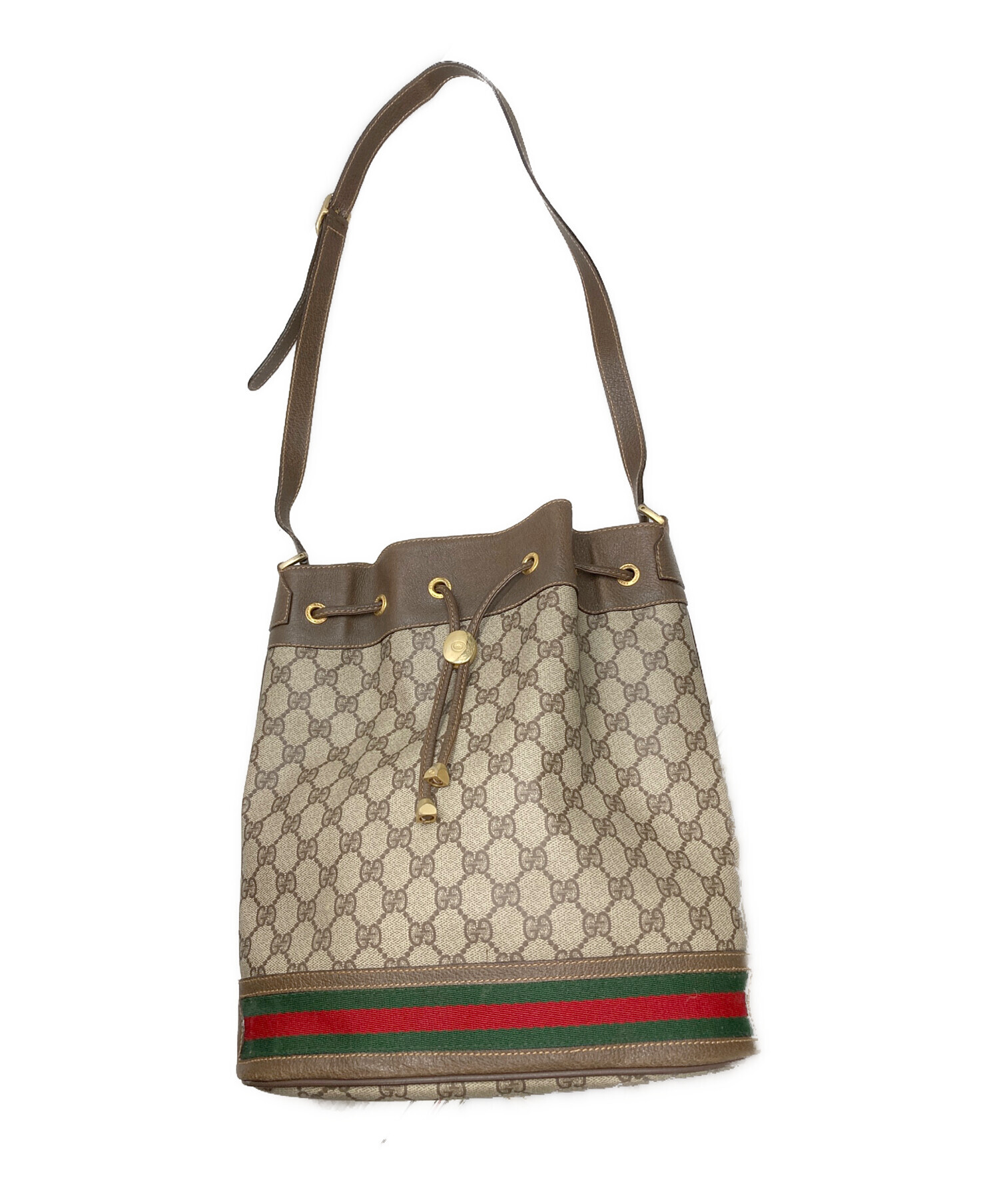 中古・古着通販】GUCCI (グッチ) 巾着ショルダーバッグ ベージュ 