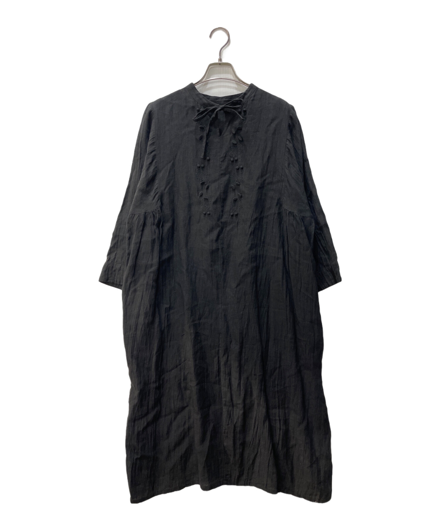 中古・古着通販】YARRA (ヤラ) リネンブラウスワンピース ブラック