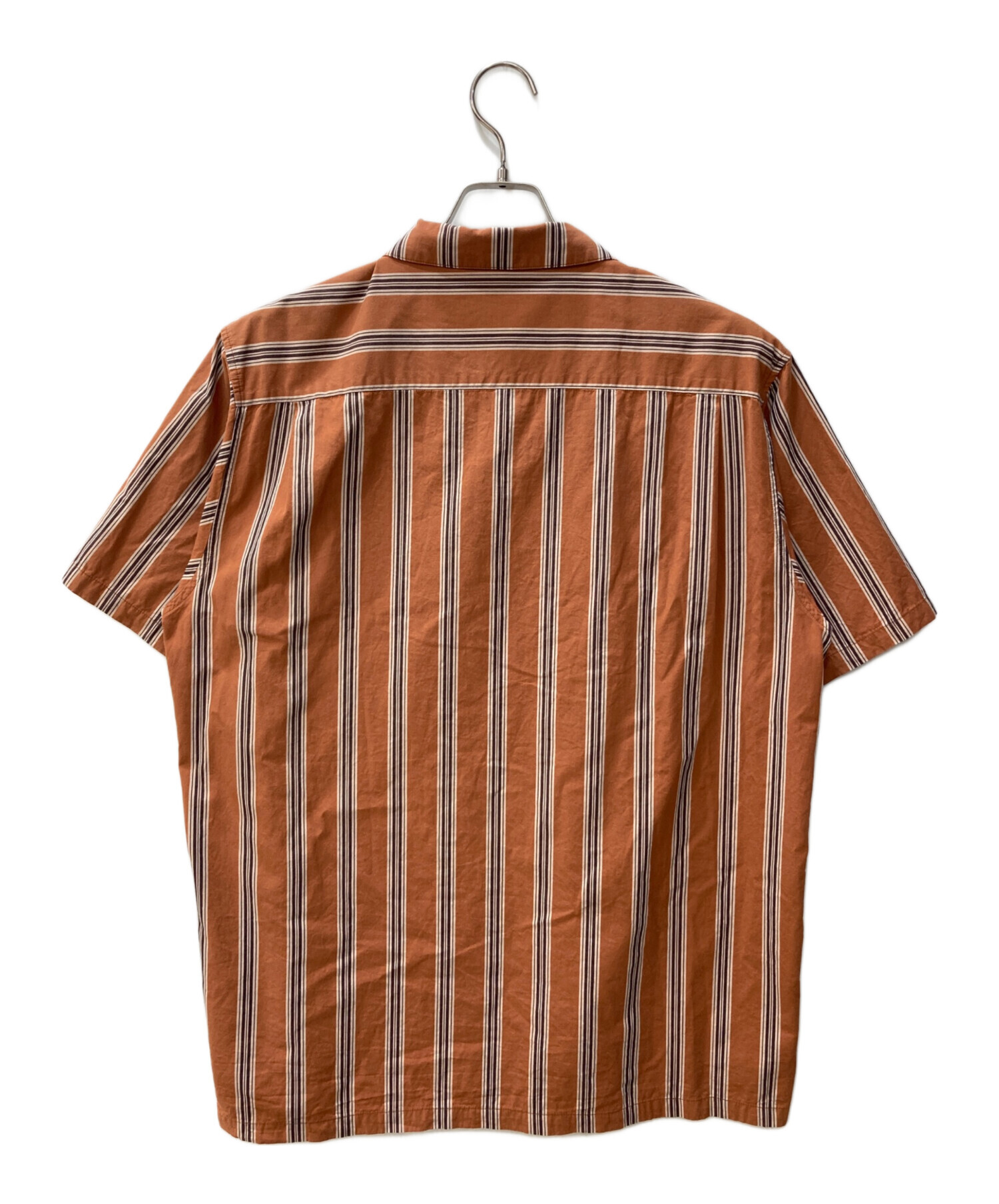 中古・古着通販】HUF (ハフ) シルク混ストライプオープンカラーシャツ 