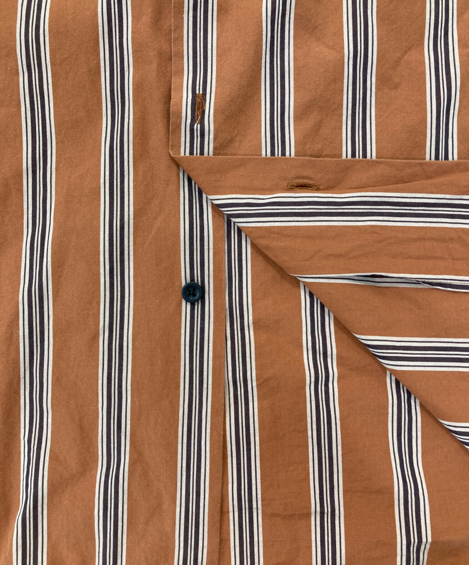 中古・古着通販】HUF (ハフ) シルク混ストライプオープンカラーシャツ 