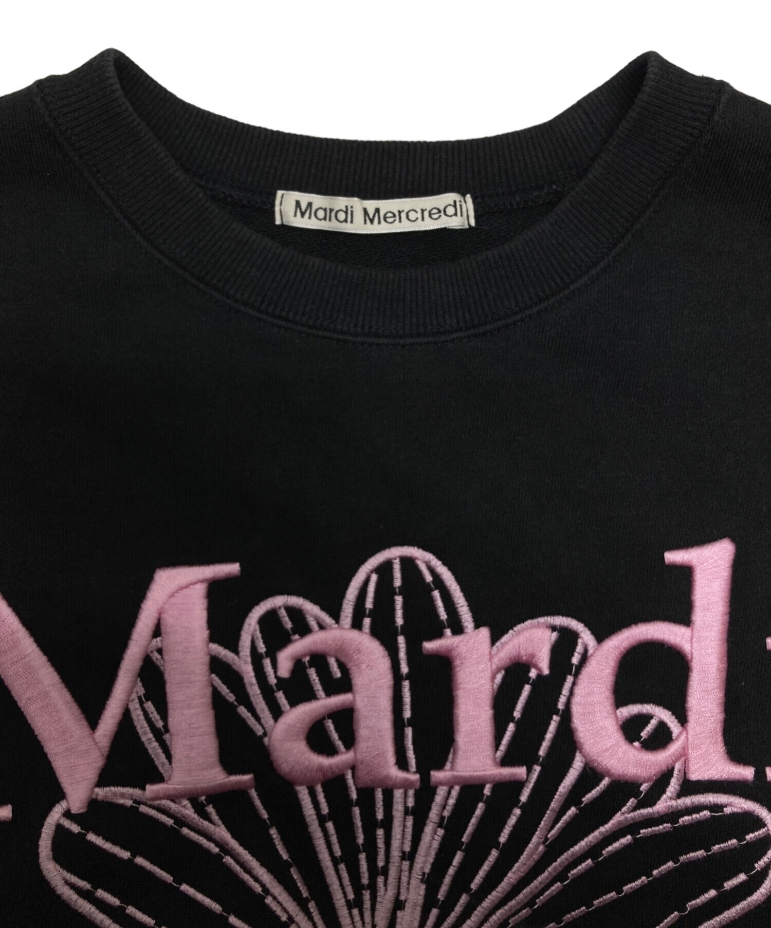 正規品 マルディメクルディMardi Mercredi  刺繍スウェットブラック Mardi Mercredi（マルディメクルディ） スウェット SWEATSHIRT RAGLAN
