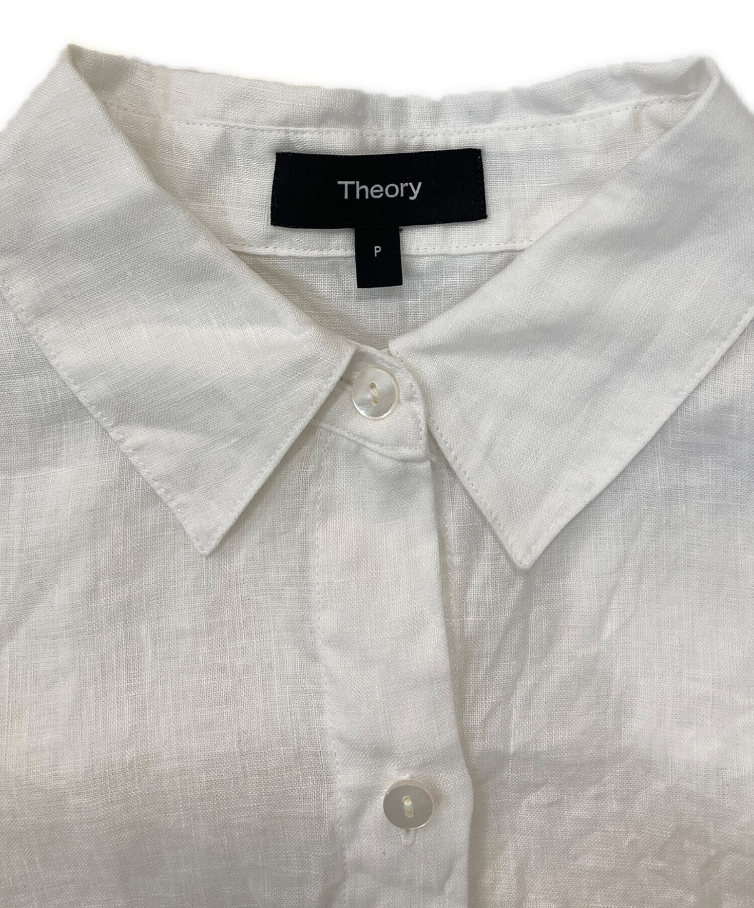 中古・古着通販】theory (セオリー) ショート丈リネンシャツ ホワイト 