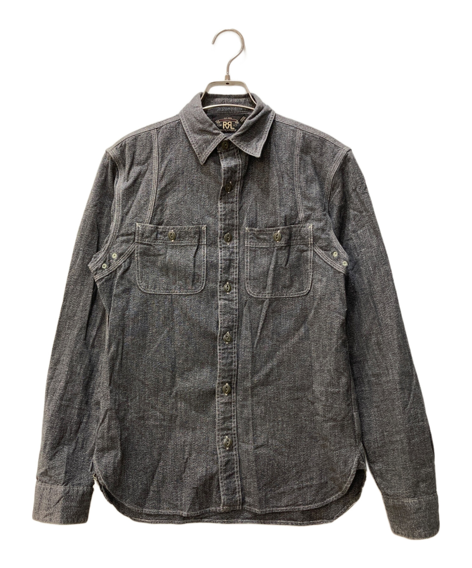 中古・古着通販】RRL (ダブルアールエル) ブラックシャンブレーシャツ 