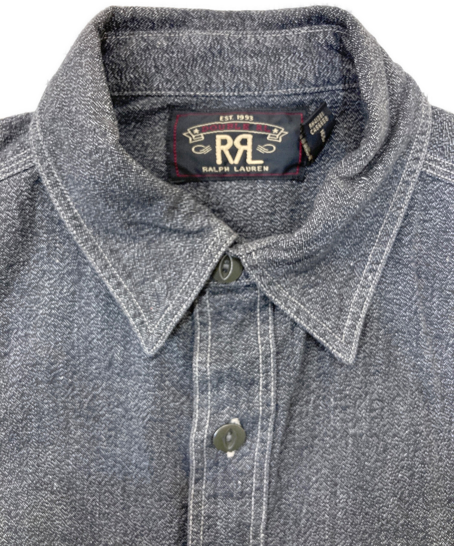 中古・古着通販】RRL (ダブルアールエル) ブラックシャンブレーシャツ 