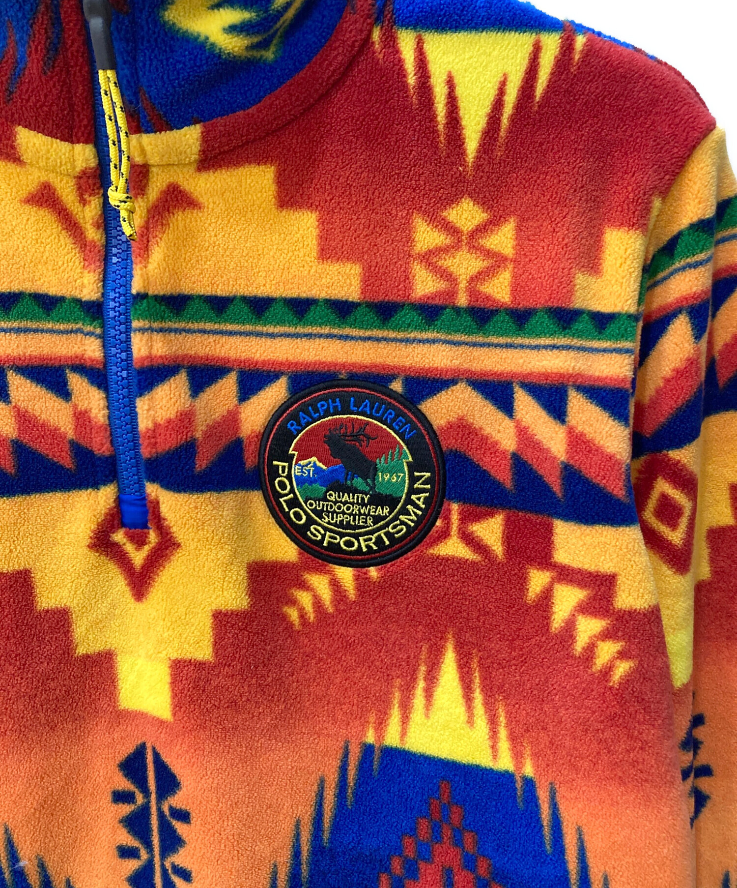 希少ポロラルフローレン ポロカントリー　ネイティブ柄フリースジャケット　美品 希少レア 希少サイズ表記S 80〜90年代 ラルフローレン Ralph Lauren POLO COUNTRY ポロカントリー ネイティブ柄  ダブルブレスト ブランケットコート USA製 メンズL ヴィンテージ ⁄wbj3556 中古m2001  191130SVTGN2005 |