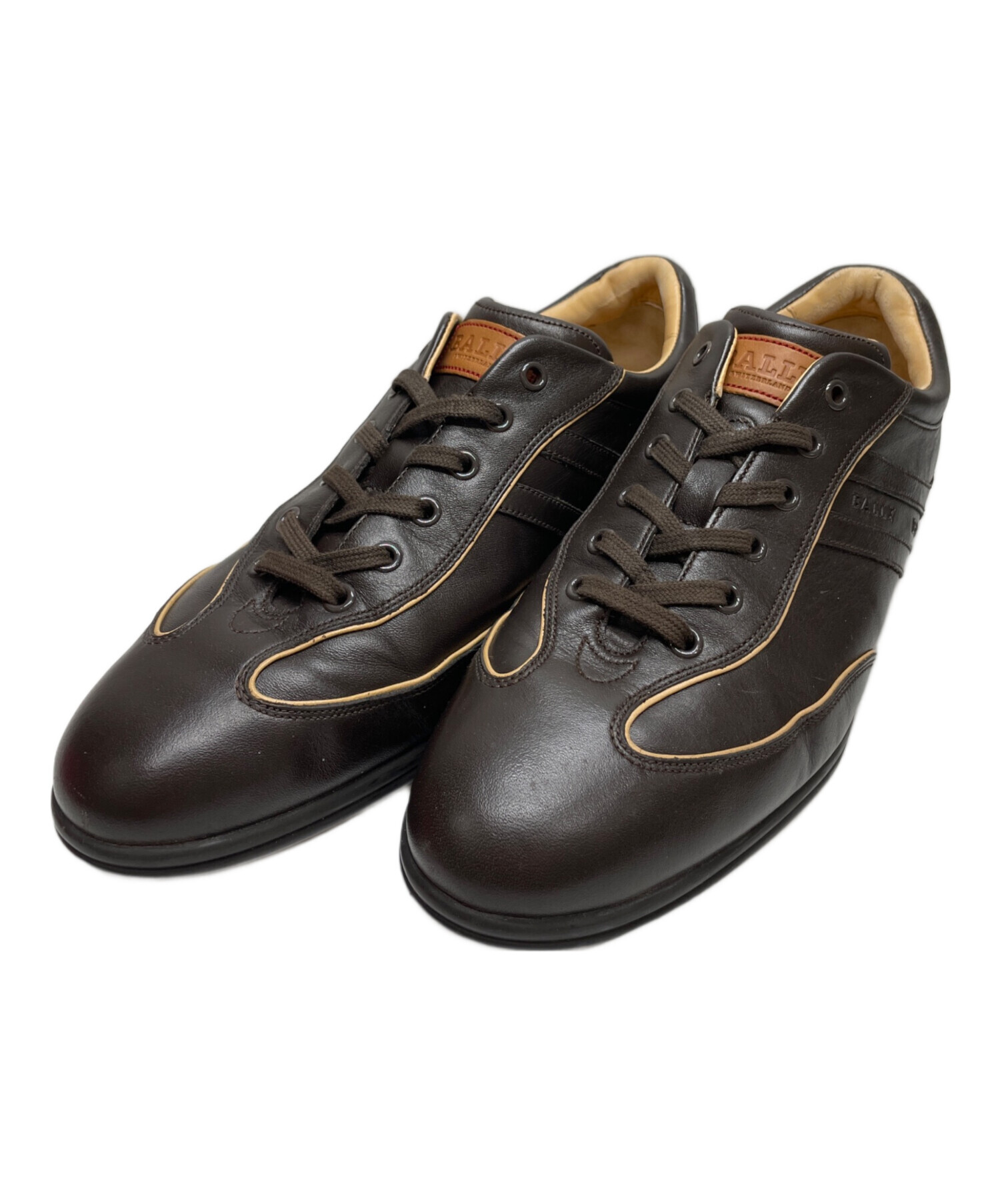 中古・古着通販】BALLY (バリー) レザーストライプシューズ ブラウン  