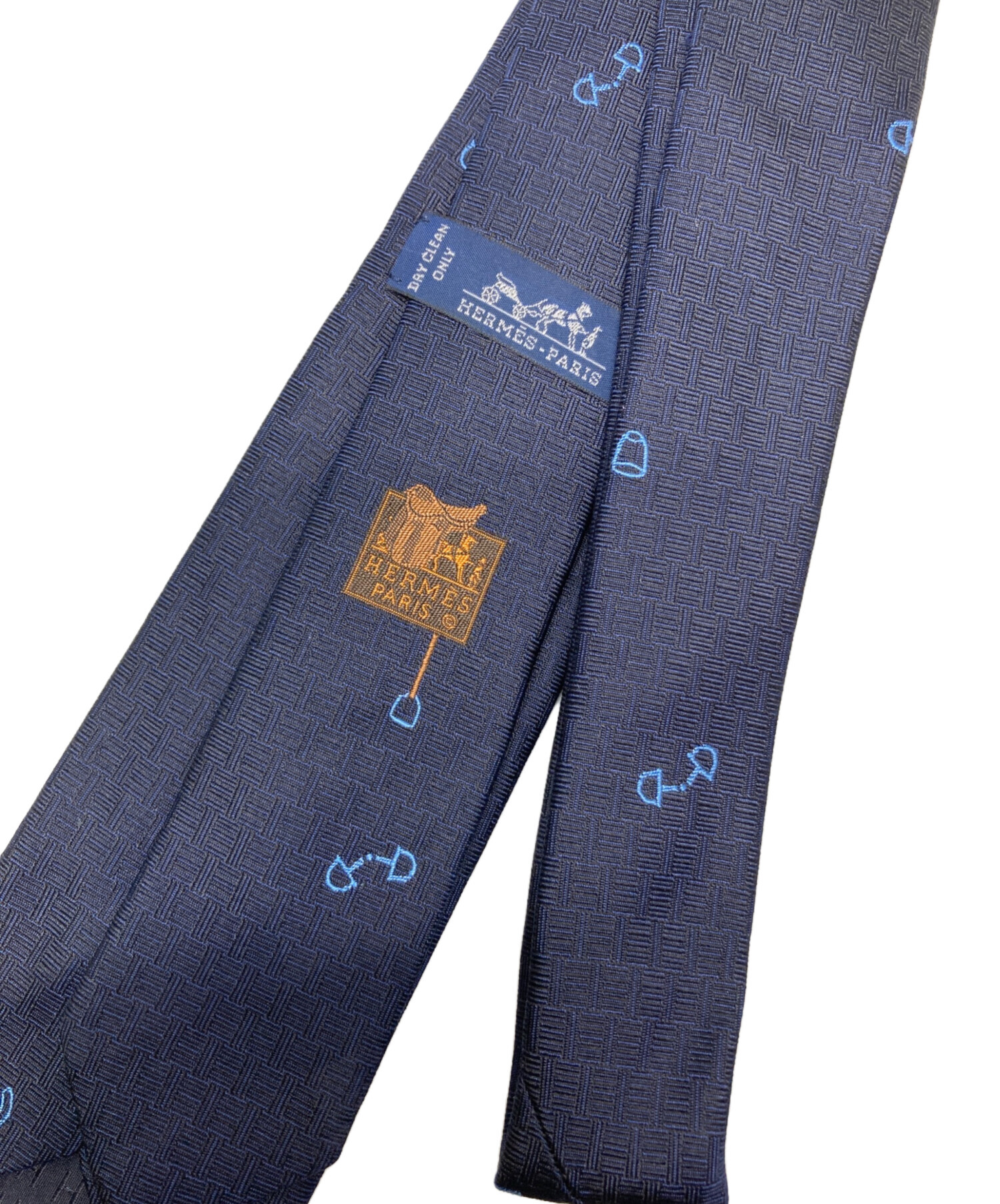 HERMES ネイビー シルク ネクタイ 中古・古着通販】HERMES (エルメス) Hロゴシルクネクタイ