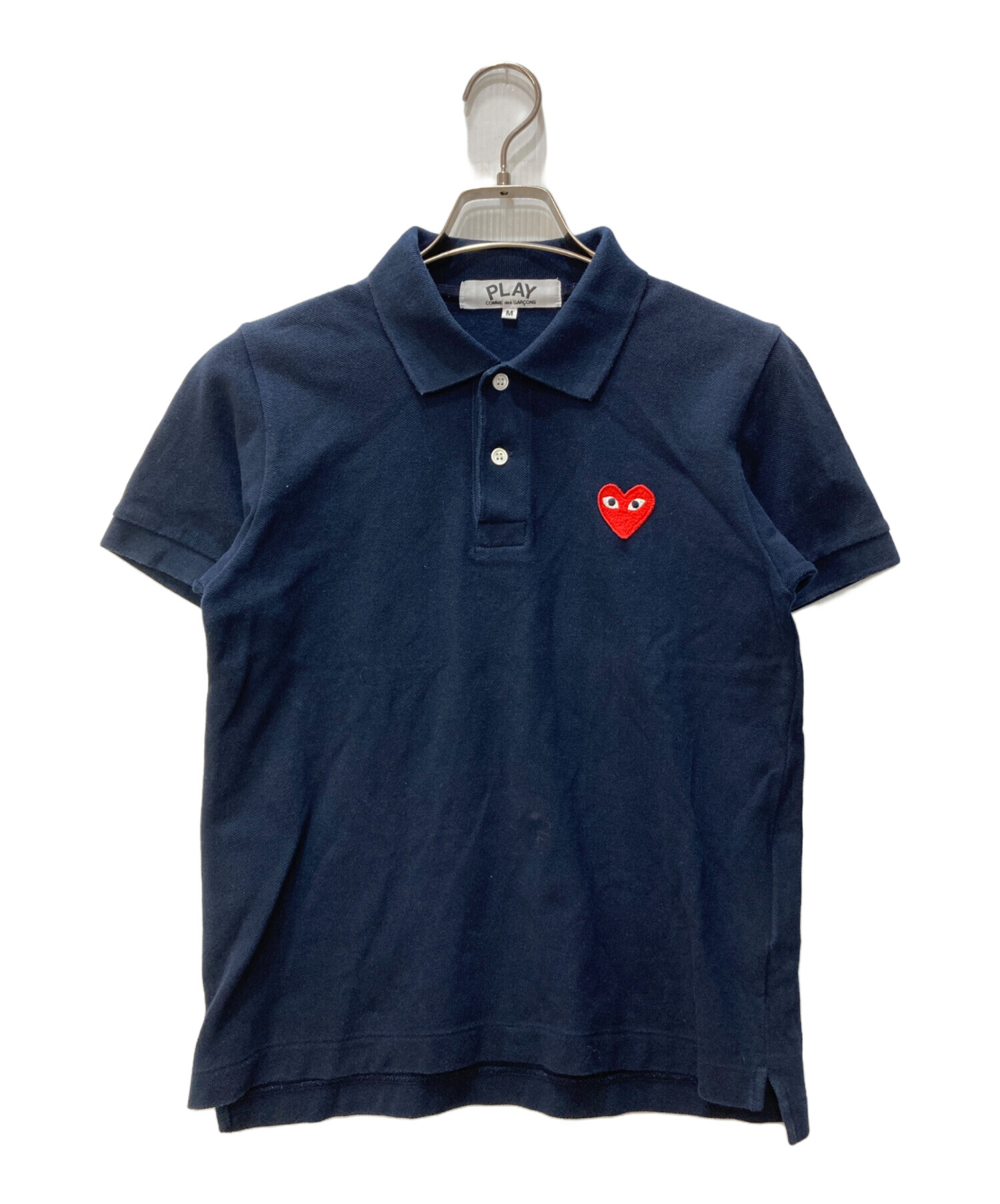 【美品】COMME des GARÇONS PLAY ネイビー ポロシャツ M Comme Des Garcons Polo Shirt Mens Size Large CDG Play Navy Blue
