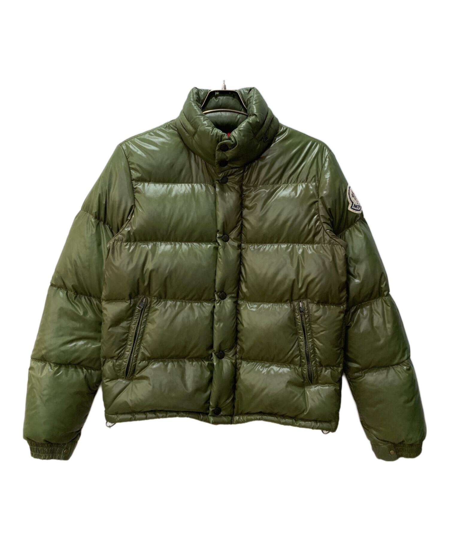 MONCLER EVEREST DOWN JACKET SHINY NYLON GREEN Zip Up Logo MONCLER