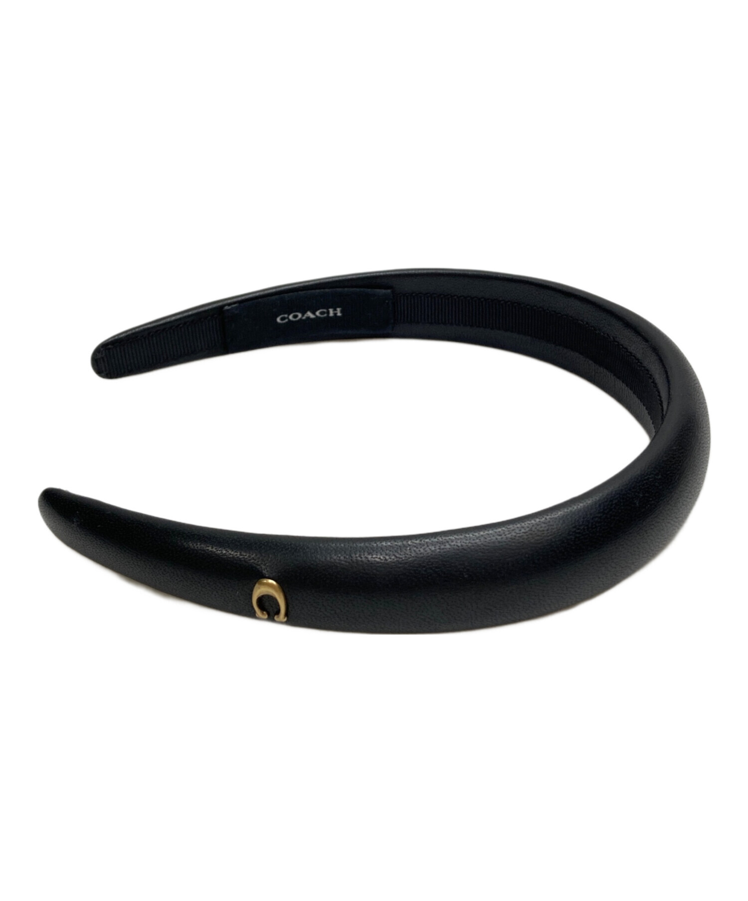 中古・古着通販】COACH (コーチ) レザーカチューシャ ブラック