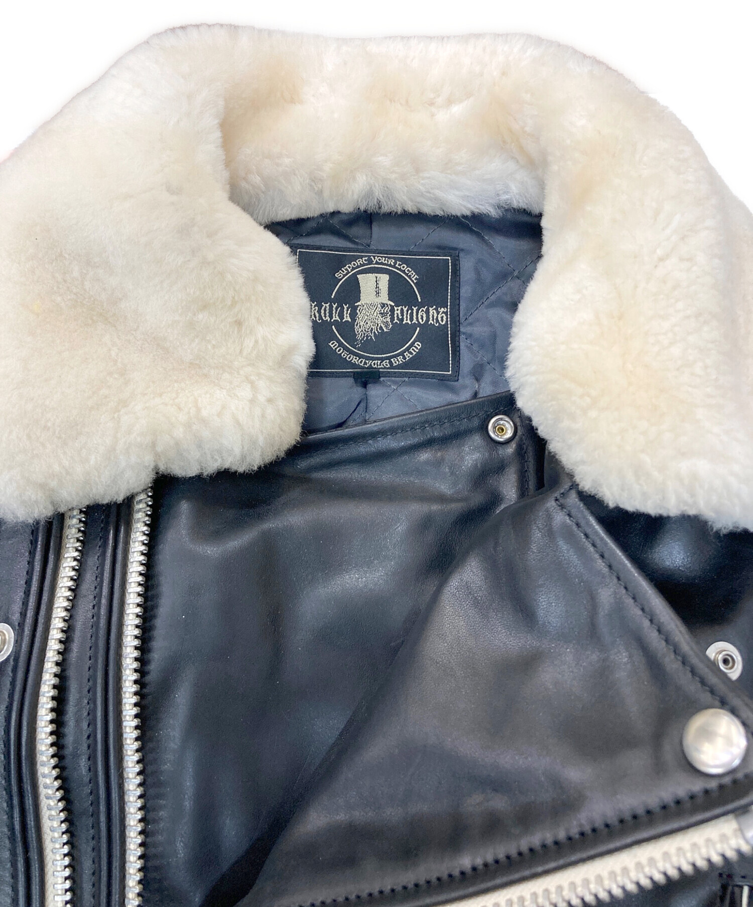 SKULL FLIGHT シングルライダースジャケット M 中古・古着通販】SKULL FLIGHT (スカルフライト) ホースレザー