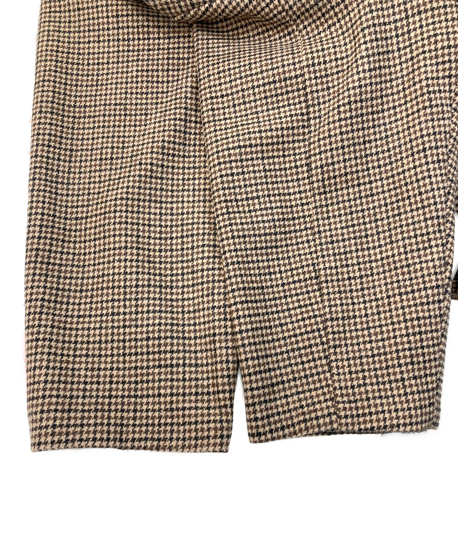 Eaphi no collar wool check coat (check coat)