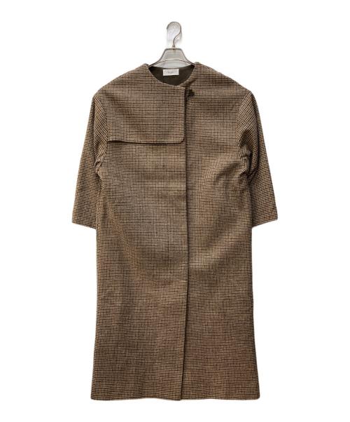 中古・古着通販】Eaphi (エフィ) NO COLLAR WOOL CHECK COAT ブラウン 