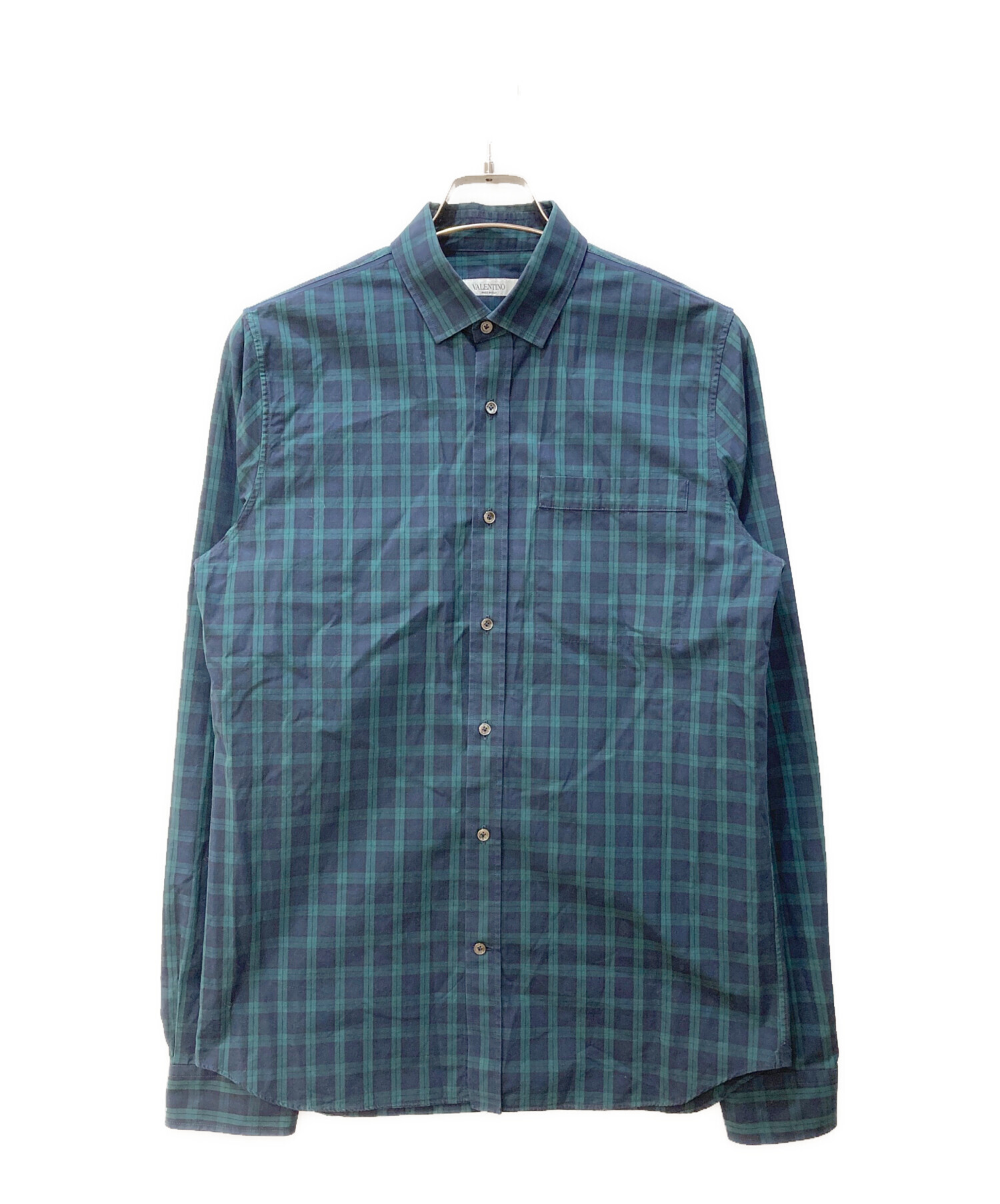 A19679 美品 VALENTINO ブラックウォッチシャツ 38/15 中古・古着通販】VALENTINO (ヴァレンティノ) ブラックウォッチシャツ