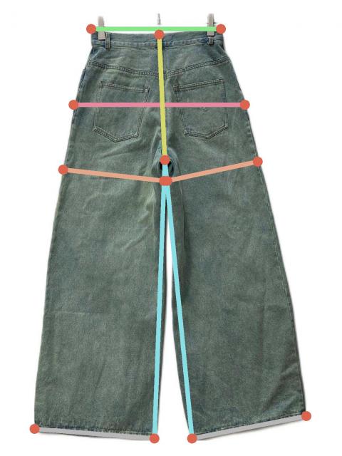中古・古着通販】PINUE (ピヌエ) ダメージタックデニムパンツ ブルー