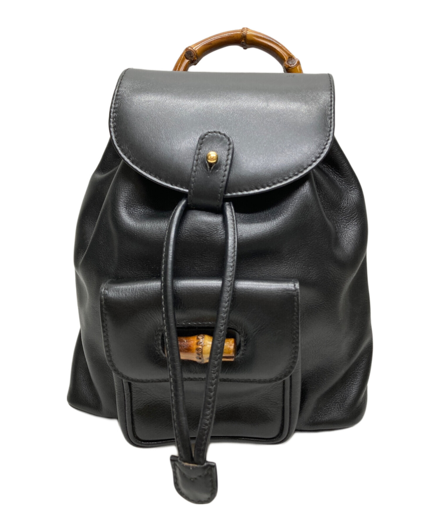 中古・古着通販】GUCCI (グッチ) バンブーレザーミニリュック ブラック