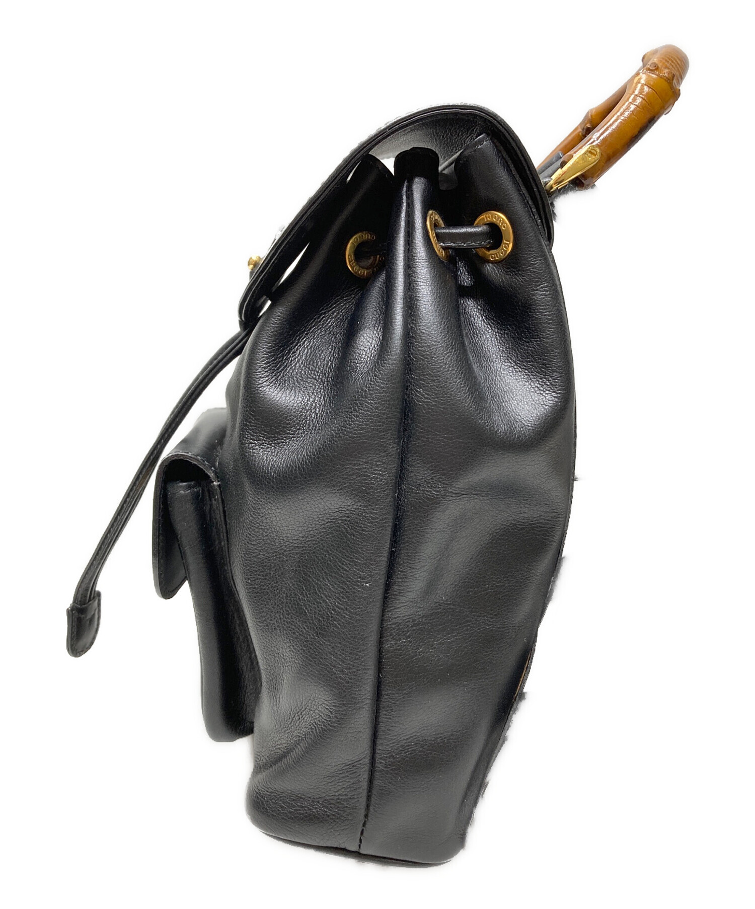 中古・古着通販】GUCCI (グッチ) バンブーレザーミニリュック ブラック