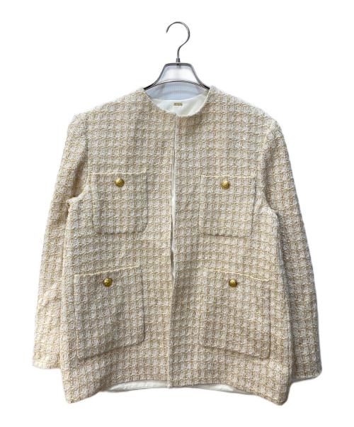 【未使用タグ付】ミラオーウェン金釦パッチポケットルーズツイードジャケット M相当 Amazon | [ミラオーウェン] 金釦パッチポケットルーズツイード