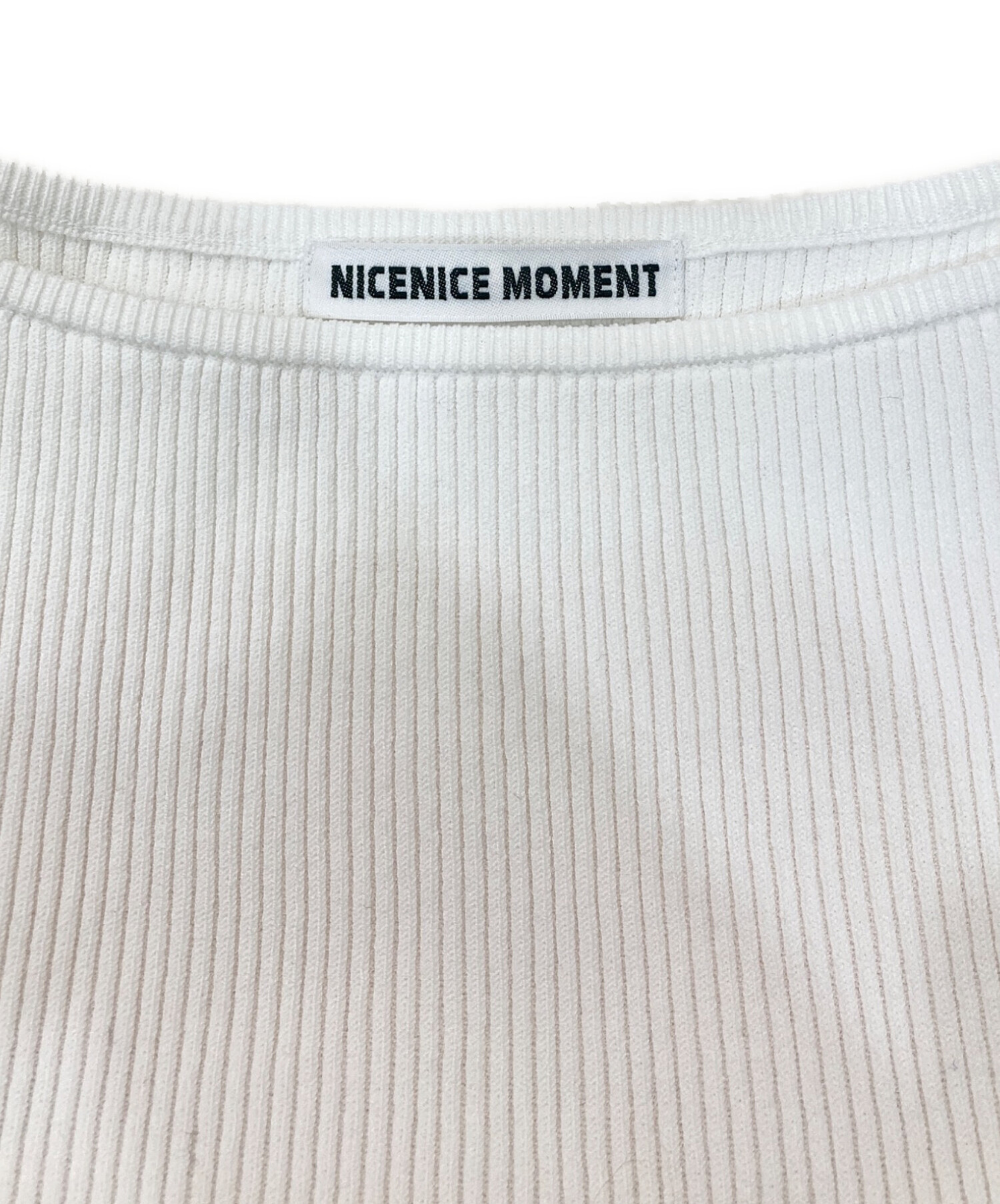NICENICE MOMENT ニット・セーター M 白 【古着】【中古】【送料無料】 美品 NICENICE MOMENT ナイスナイスモーメント プリントトップス