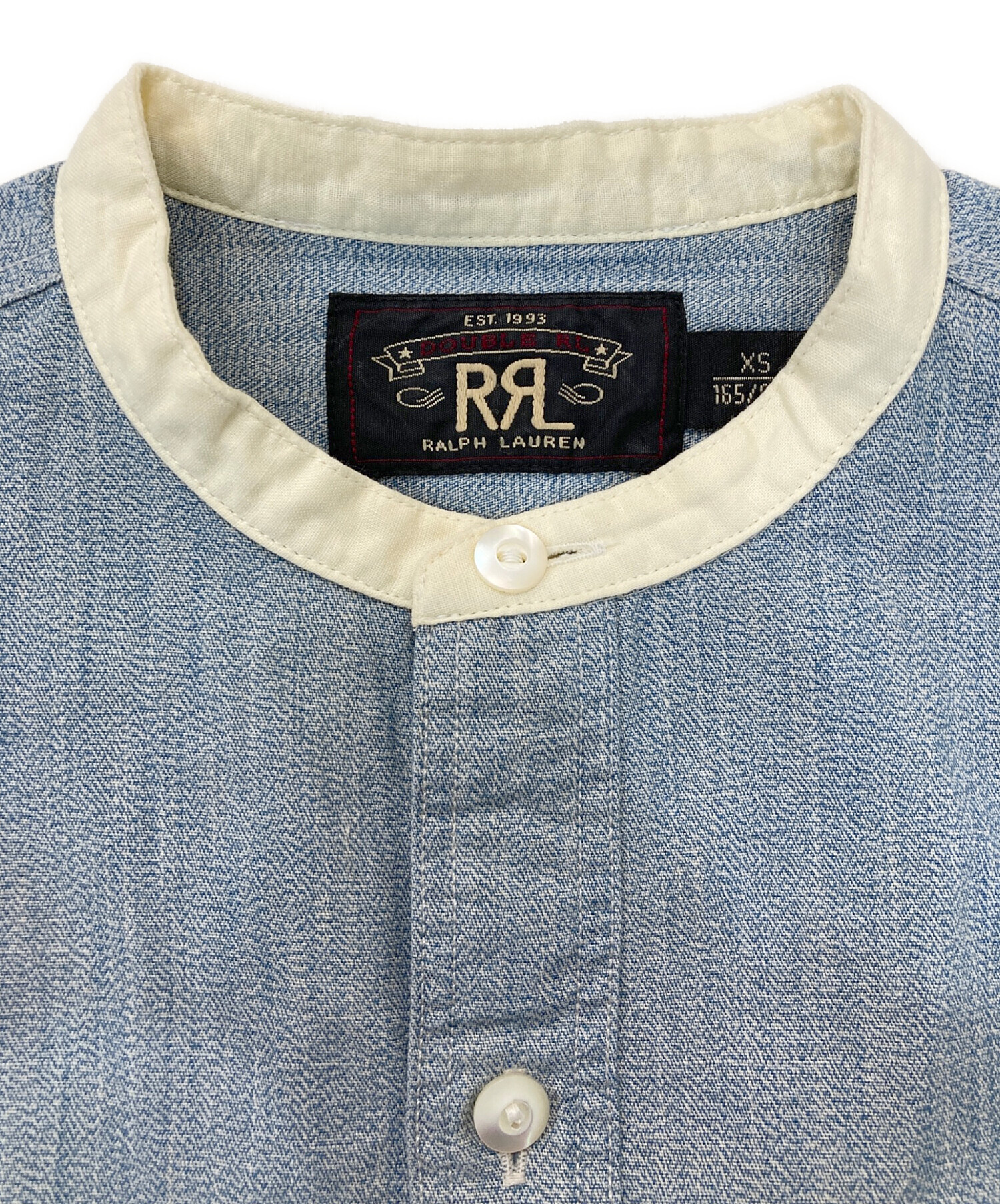 中古・古着通販】RRL (ダブルアールエル) バンドカラーシャツ スカイ