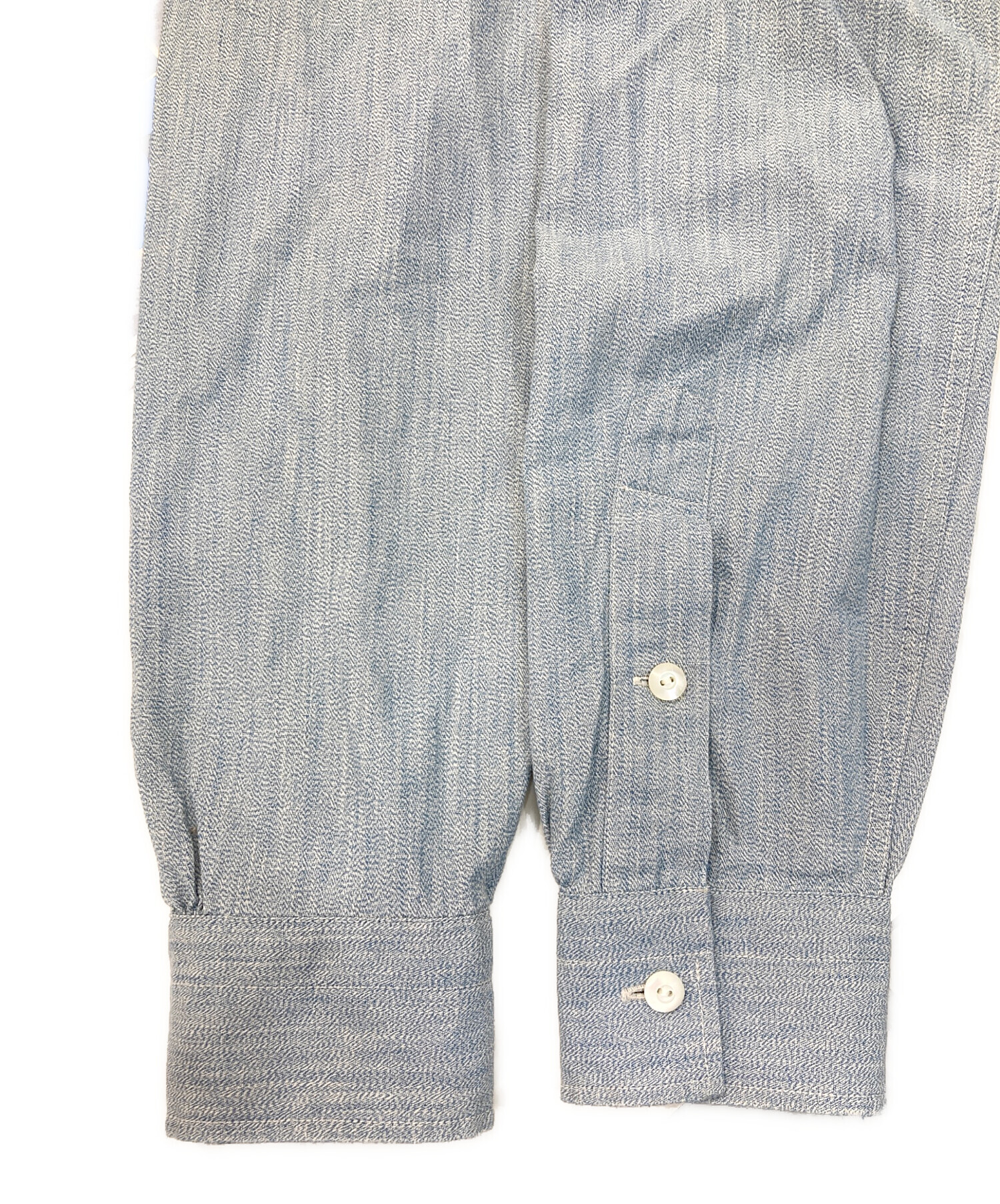 中古・古着通販】RRL (ダブルアールエル) バンドカラーシャツ スカイ