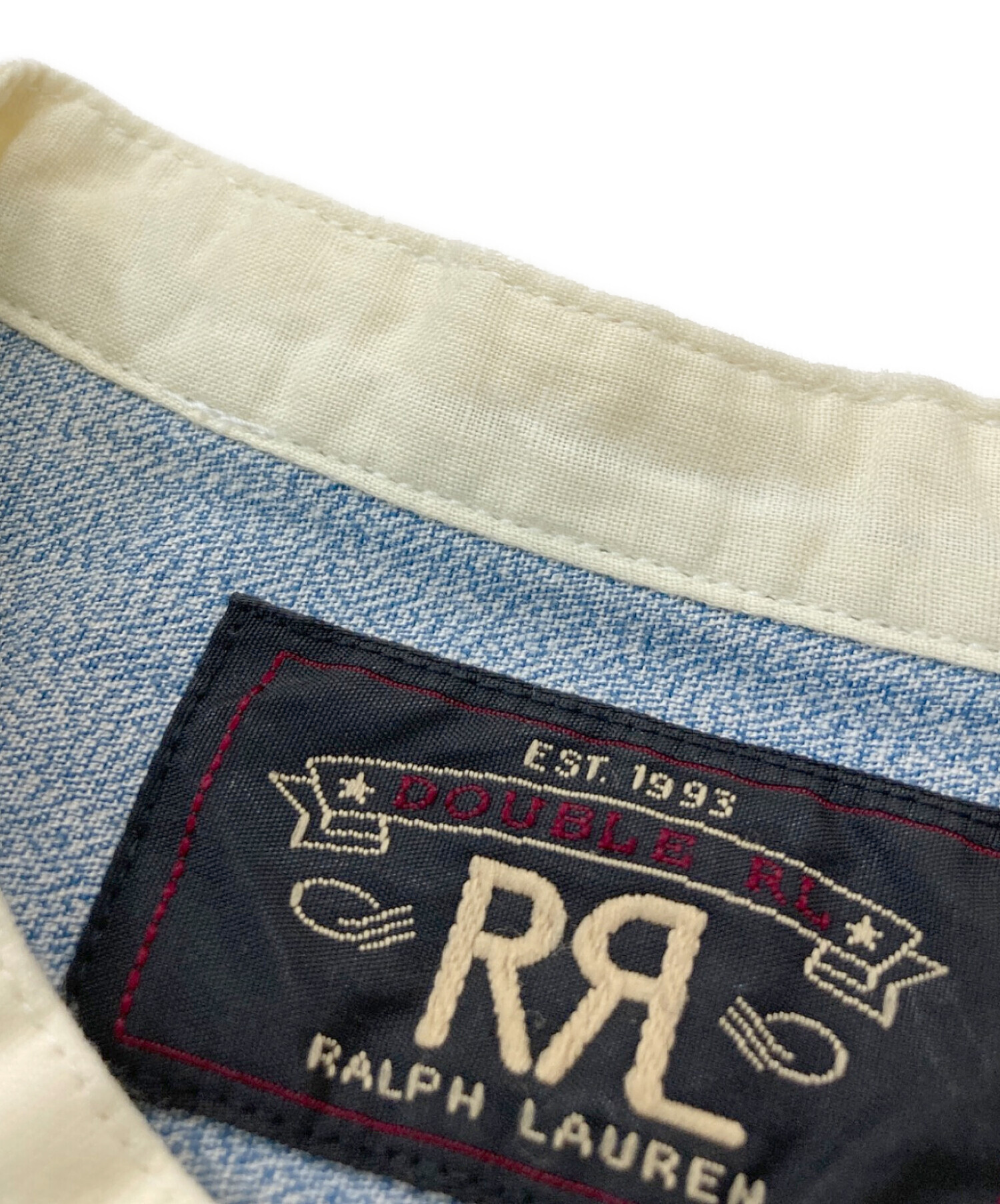 中古・古着通販】RRL (ダブルアールエル) バンドカラーシャツ スカイ