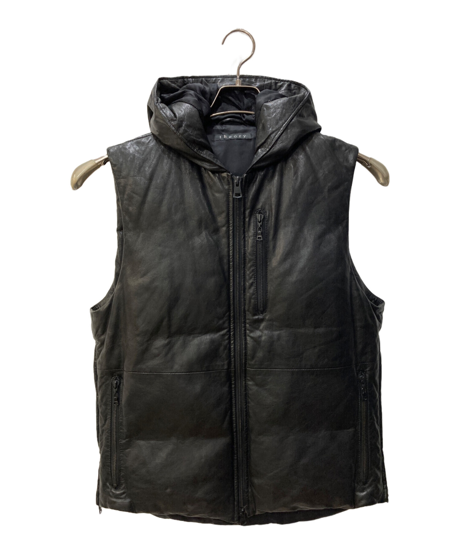 中古・古着通販】theory (セオリー) レザーダウンベスト ブラック
