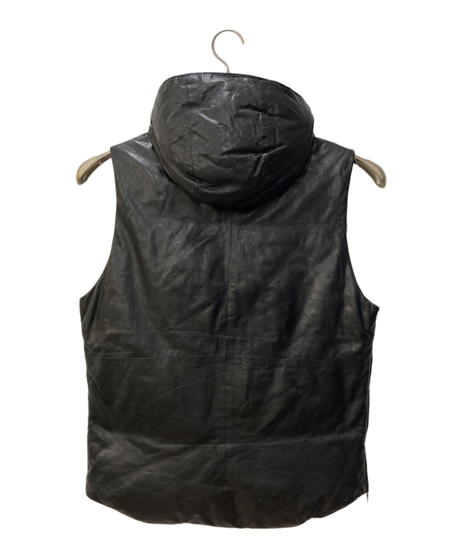 中古・古着通販】theory (セオリー) レザーダウンベスト ブラック