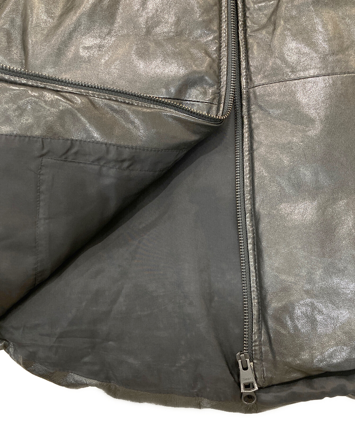 中古・古着通販】theory (セオリー) レザーダウンベスト ブラック