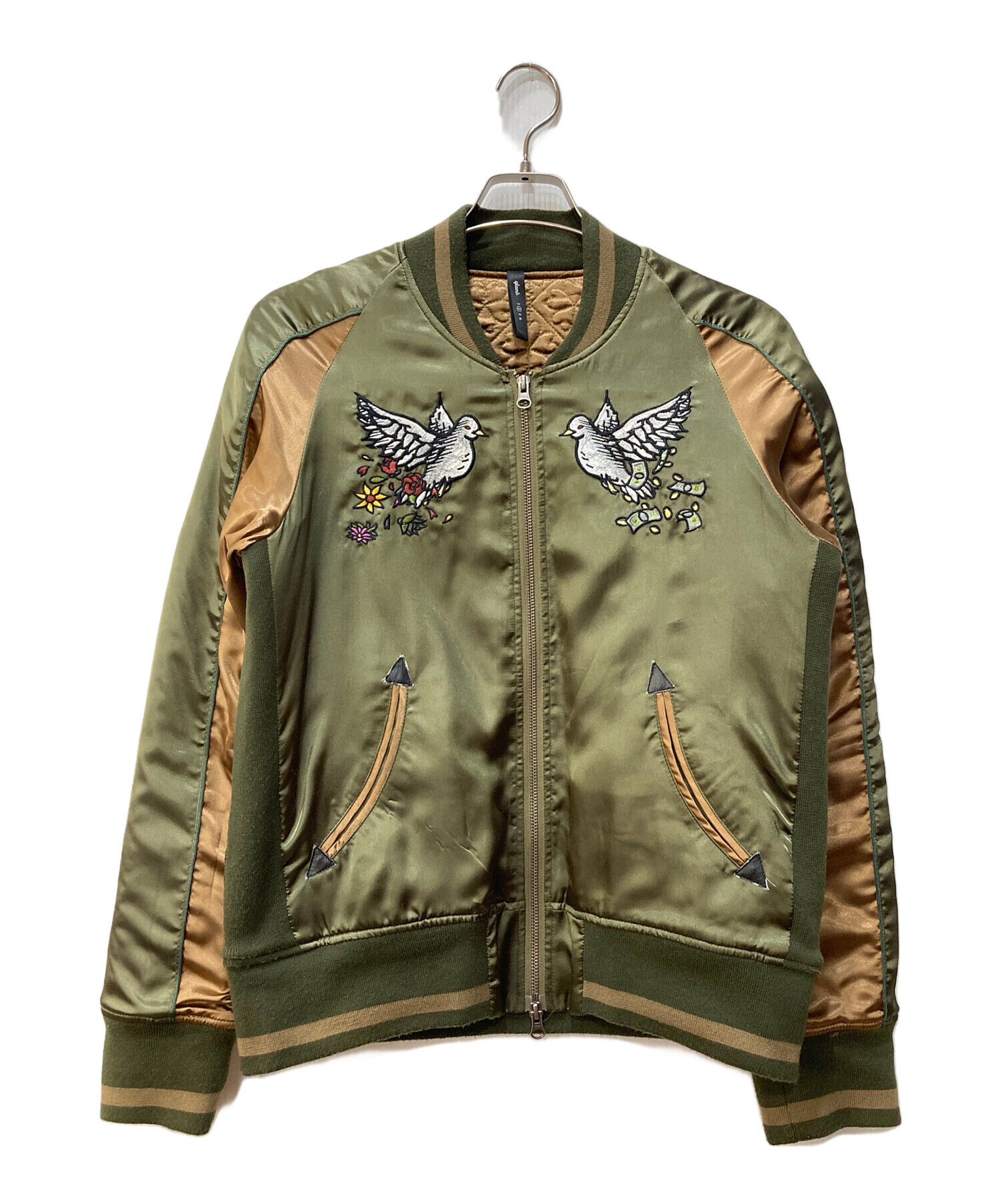 中古・古着通販】glamb (グラム) スカジャン オリーブ×ブラウン サイズ