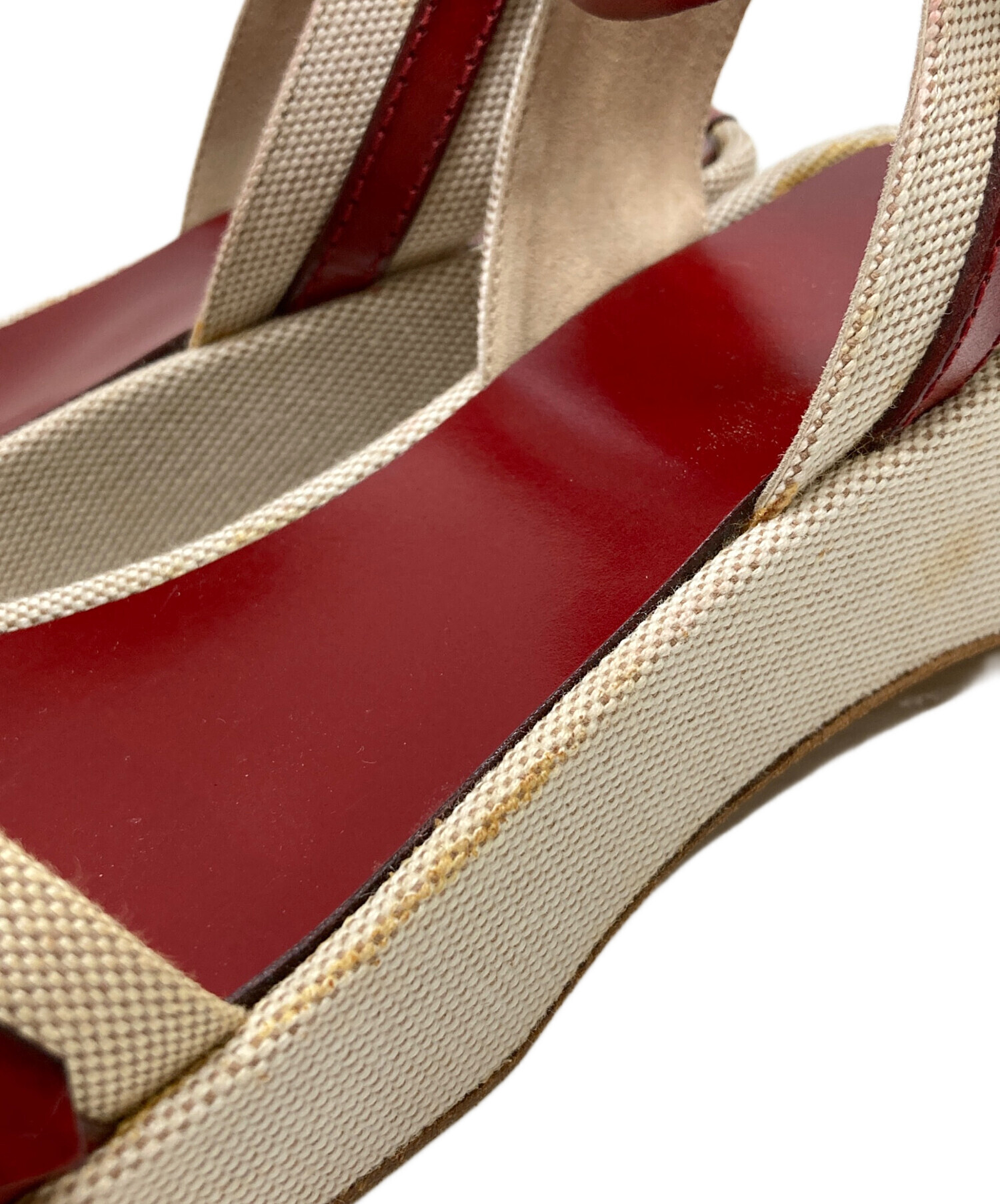 HERMES エルメス バンドリエール ウェッジソールサンダル 37サイズ 中古・古着通販】HERMES (エルメス) ウェッジソールサンダル レッド