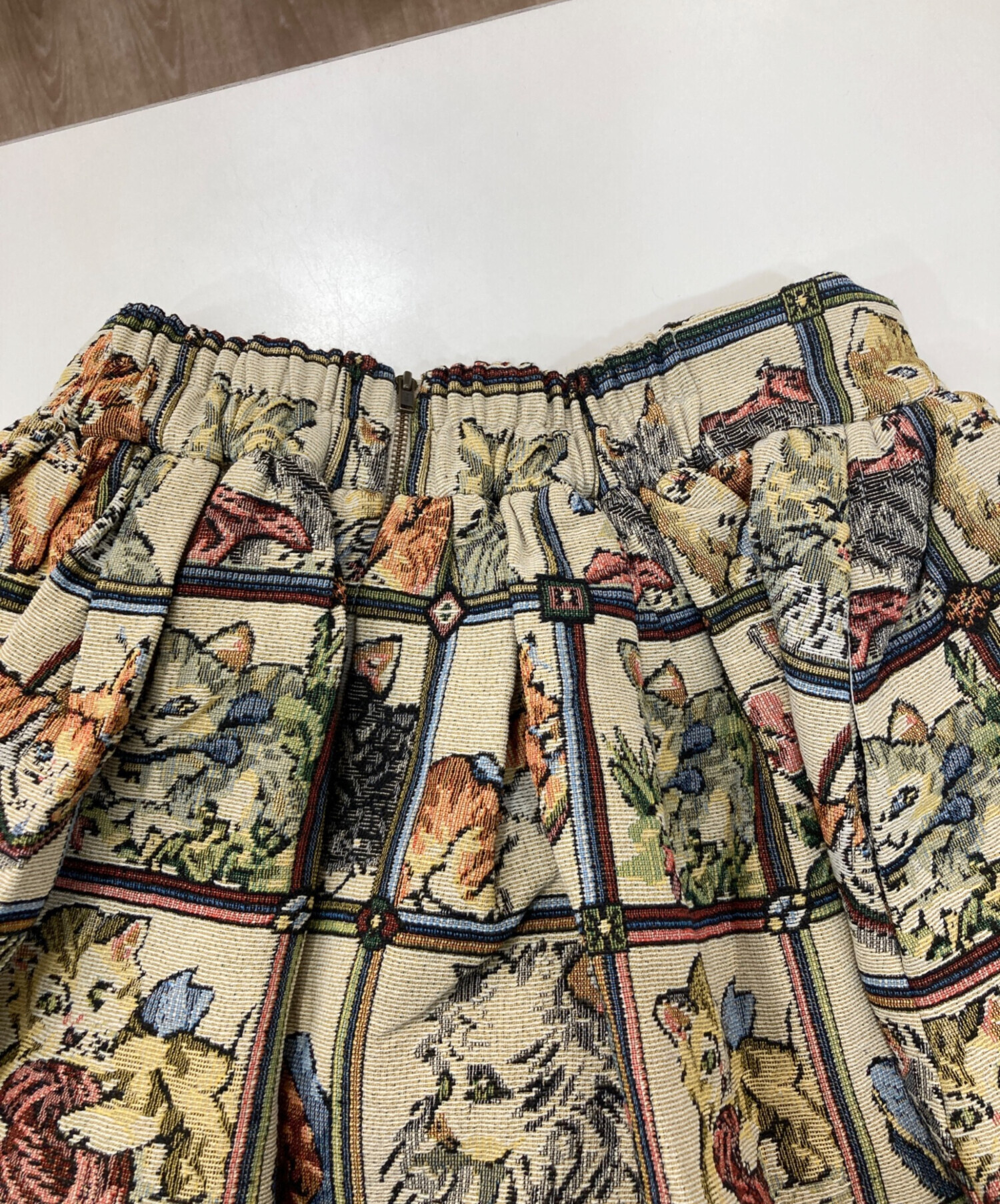 中古・古着通販】mmts (マミタス) 猫ジャガードスカート ベージュ