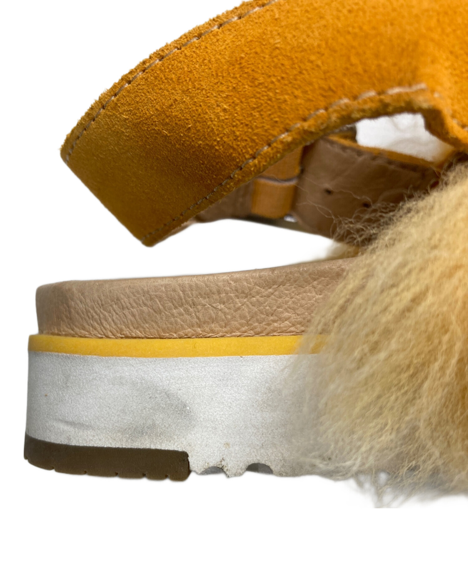 中古・古着通販】UGG (アグ) ファーサンダル オレンジ サイズ:25cm