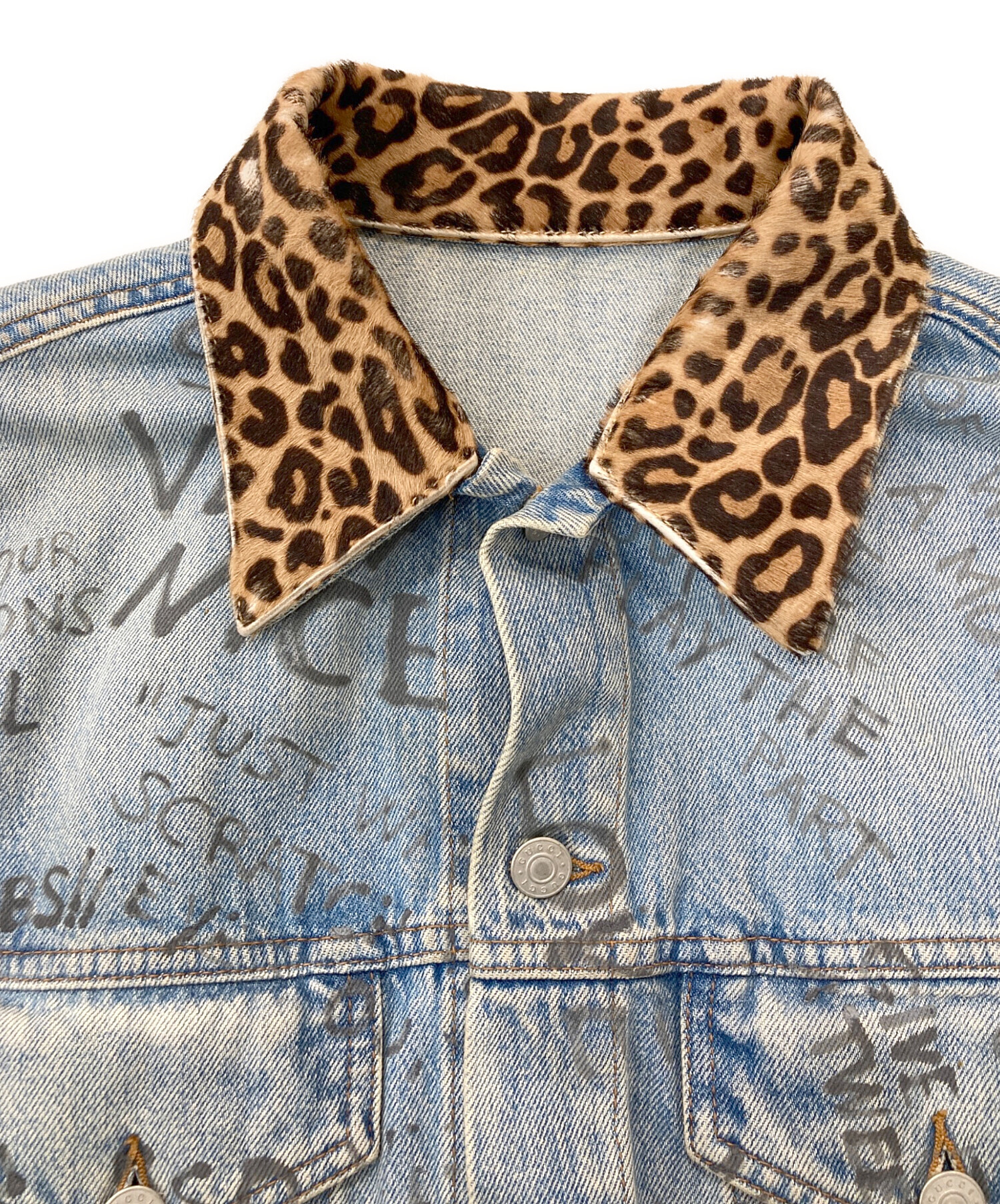 中古・古着通販】GUCCI (グッチ) レオパード切替デニムジャケット