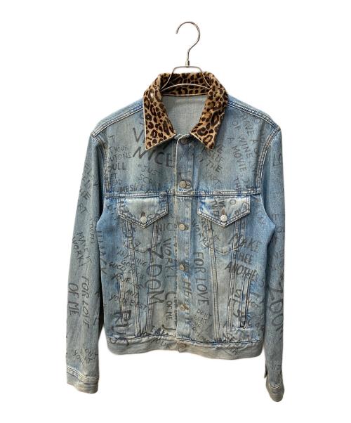 GUCCI　グッチ　レオパード切替ペイントデニムジャケット 中古・古着通販】GUCCI (グッチ) レオパード切替デニムジャケット