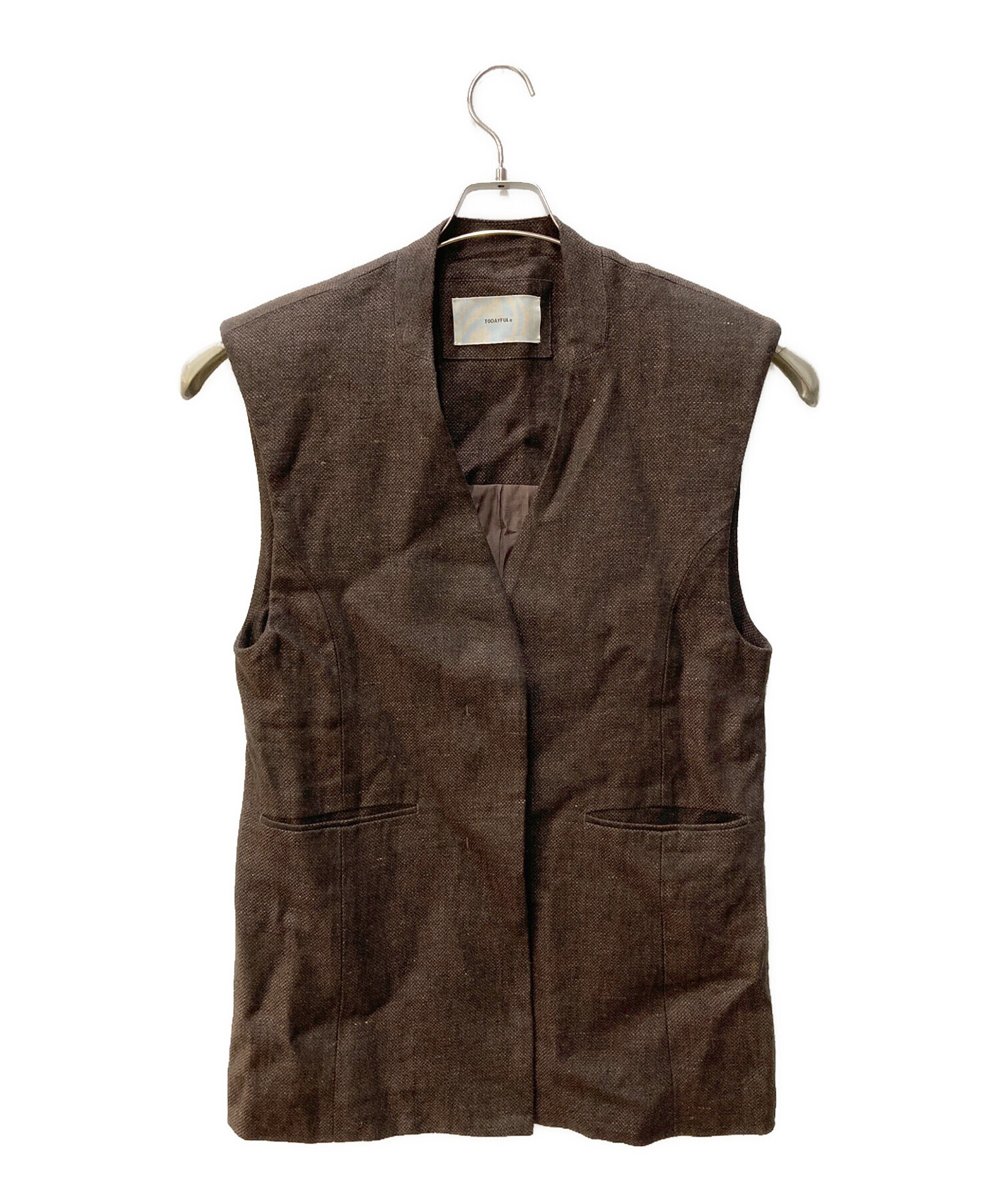 新品　todayful リネンオーバーベスト⭐︎ブラウン 36 todayful ベスト 新品 todayful リネンオーバーベスト⭐︎ブラウン 36