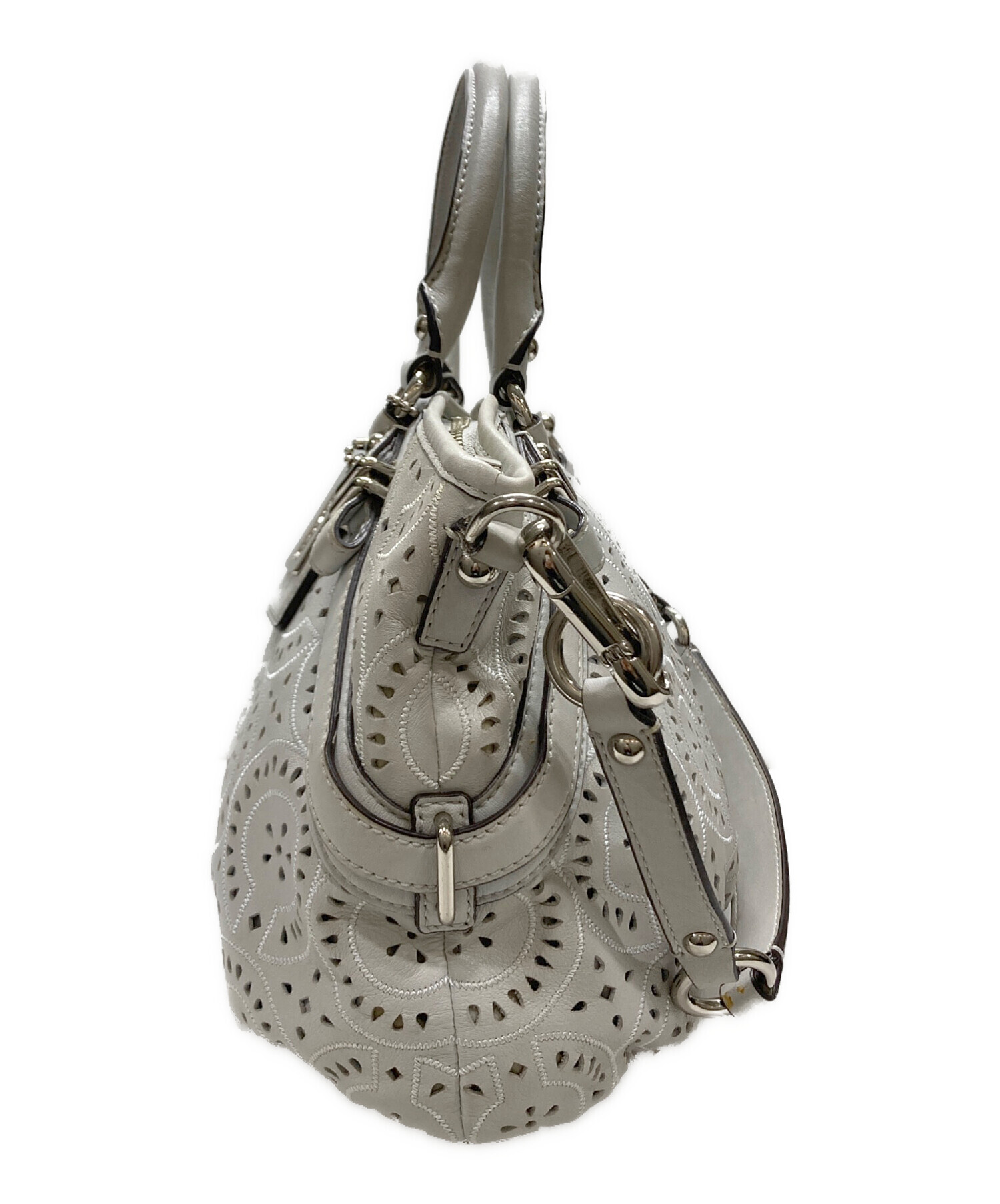 中古・古着通販】COACH (コーチ) 2WAYバッグ ライトグレー｜ブランド