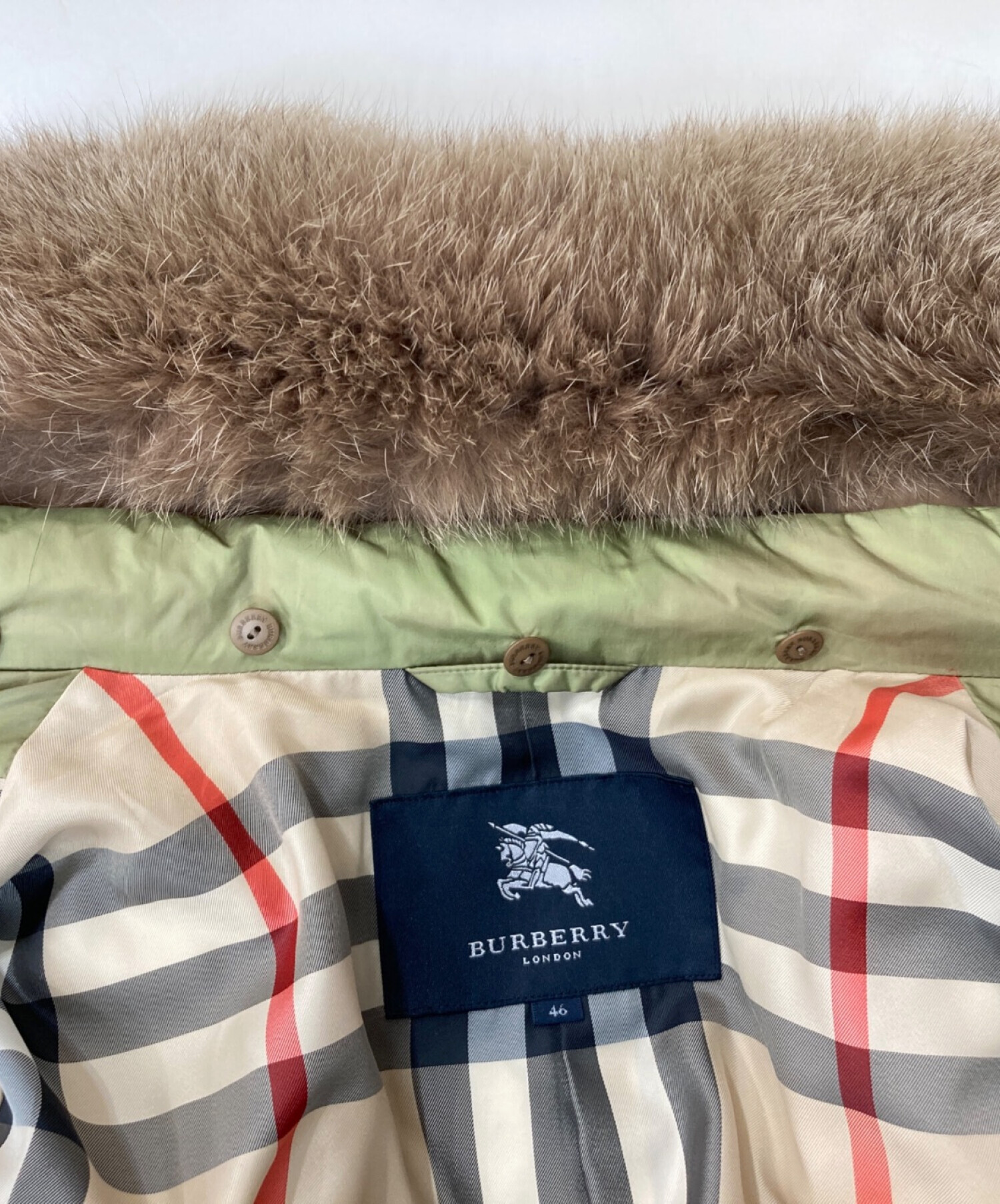 BURBERRY バーバリーロンドン ダウンコート XL ファー ノバチェック 美品 BURBERRY LONDON バーバリーロンドン 高級 ファー ロング ダウン