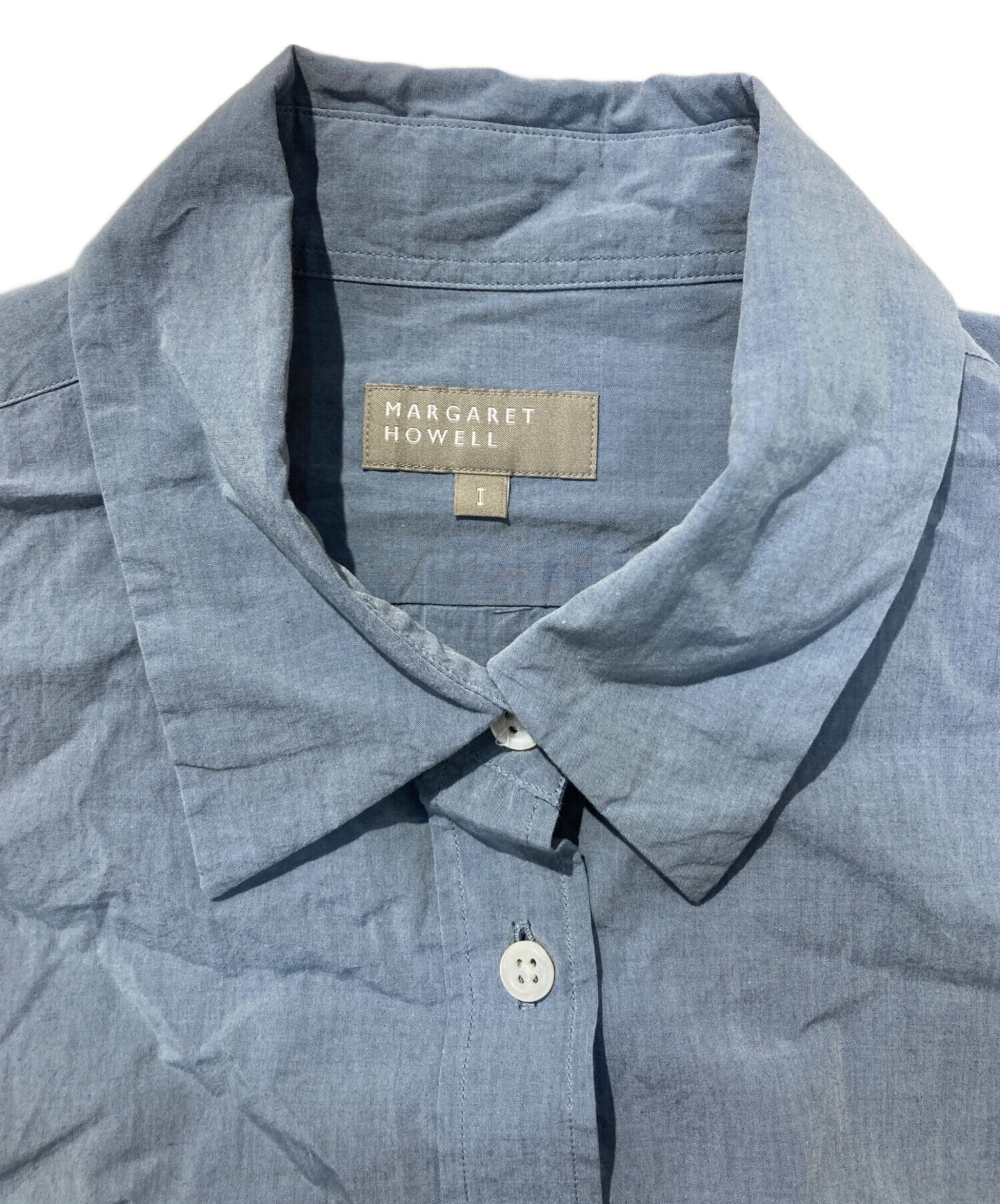 良品 24AW MARGARET HOWELL マーガレットハウエル COTTON CHAMBRAY シャツ サイズ1 カーキ レディース 古着 中古 USED MARGARET HOWELL - 良品 24AW MARGARET HOWELL マーガレットハウエル
