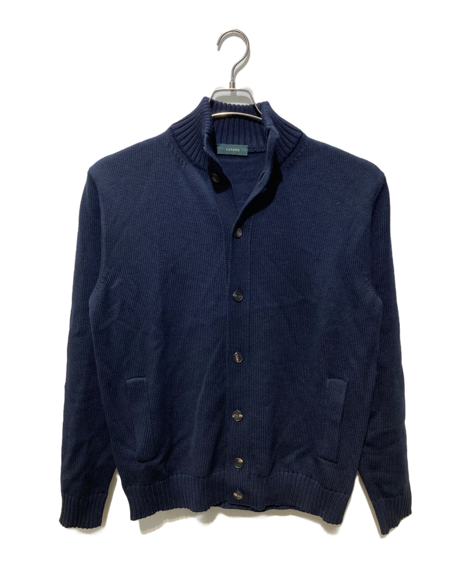 ZANONE / CHIOTO 5ゲージカーディガン　サイズ50 ネイビー ZANONE（ザノーネ） ウール5ゲージスタンドカラーニットカーディガン